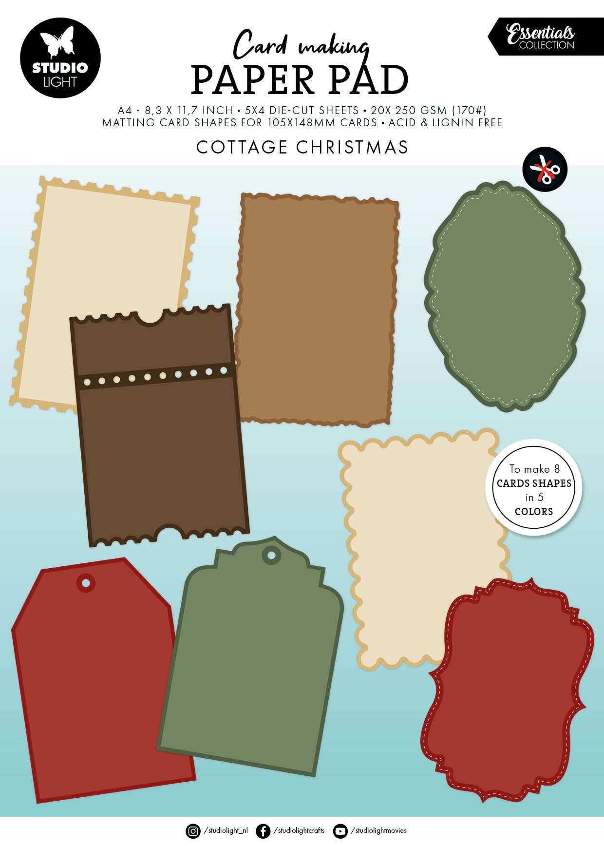 SL Card Making Pad Cottage Christmas 105x148mm Essentials 20 Sheets