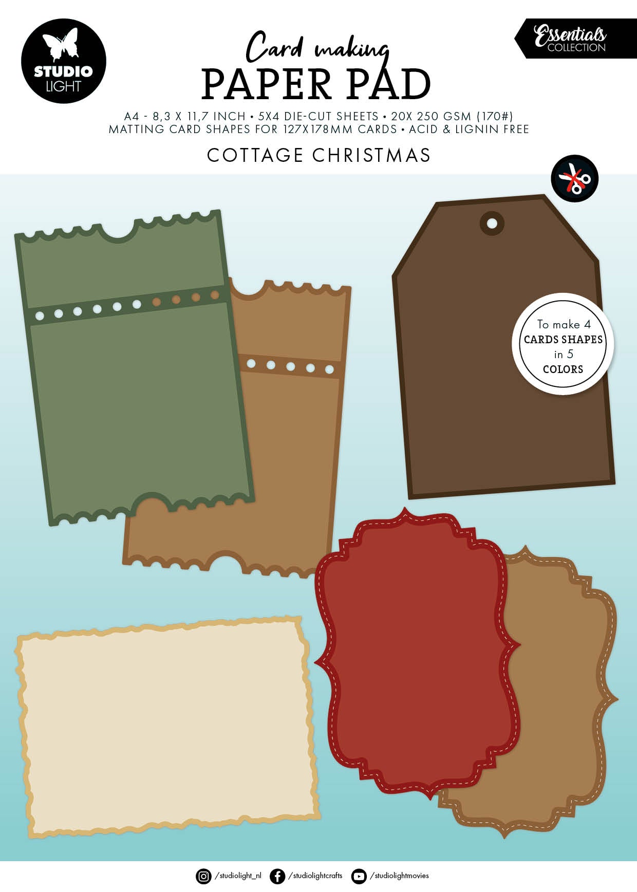 SL Card Making Pad Cottage Christmas 127x178mm Essentials 20 Sheets