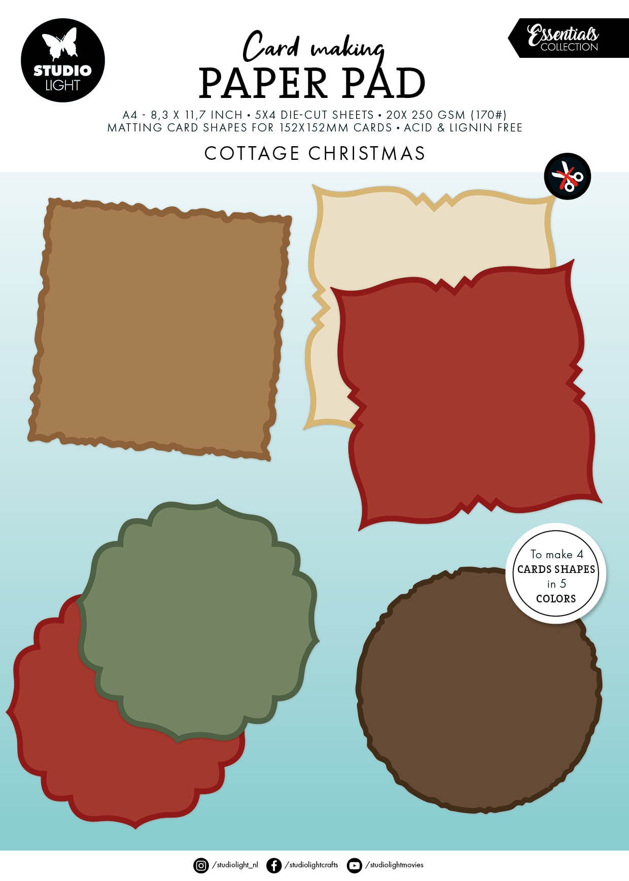 SL Card Making Pad Cottage Christmas 152x152mm Essentials 20 Sheets