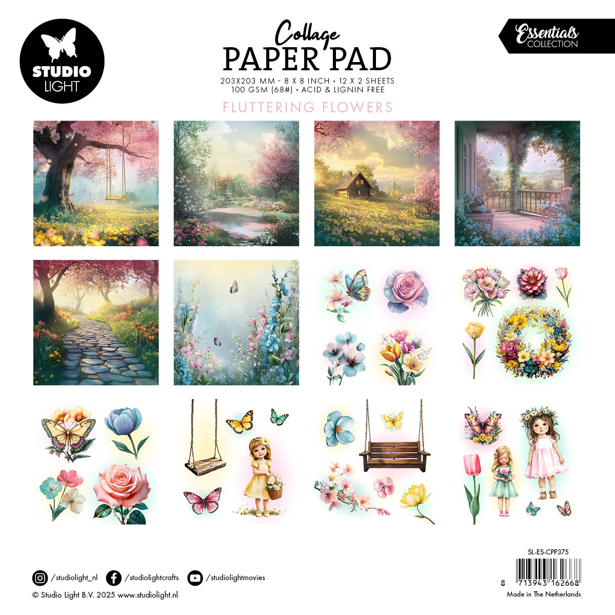 SL Collage Paper Pad Fluttering Flowers Essentials 24 Sheets