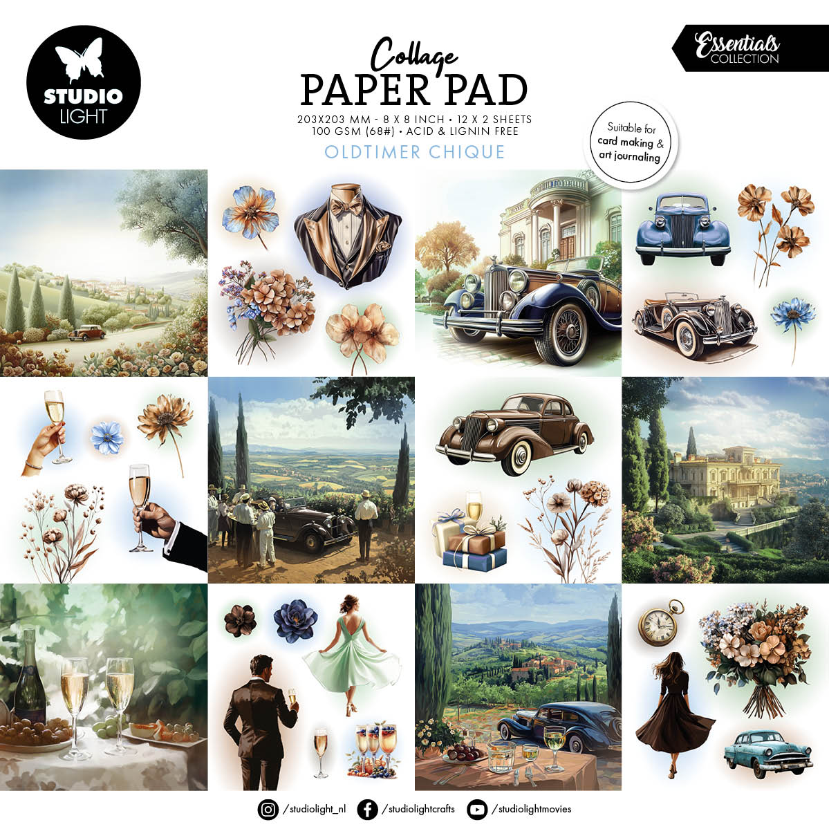 SL Collage Paper Pad Oldtimer Chique Essentials 24 Sheets