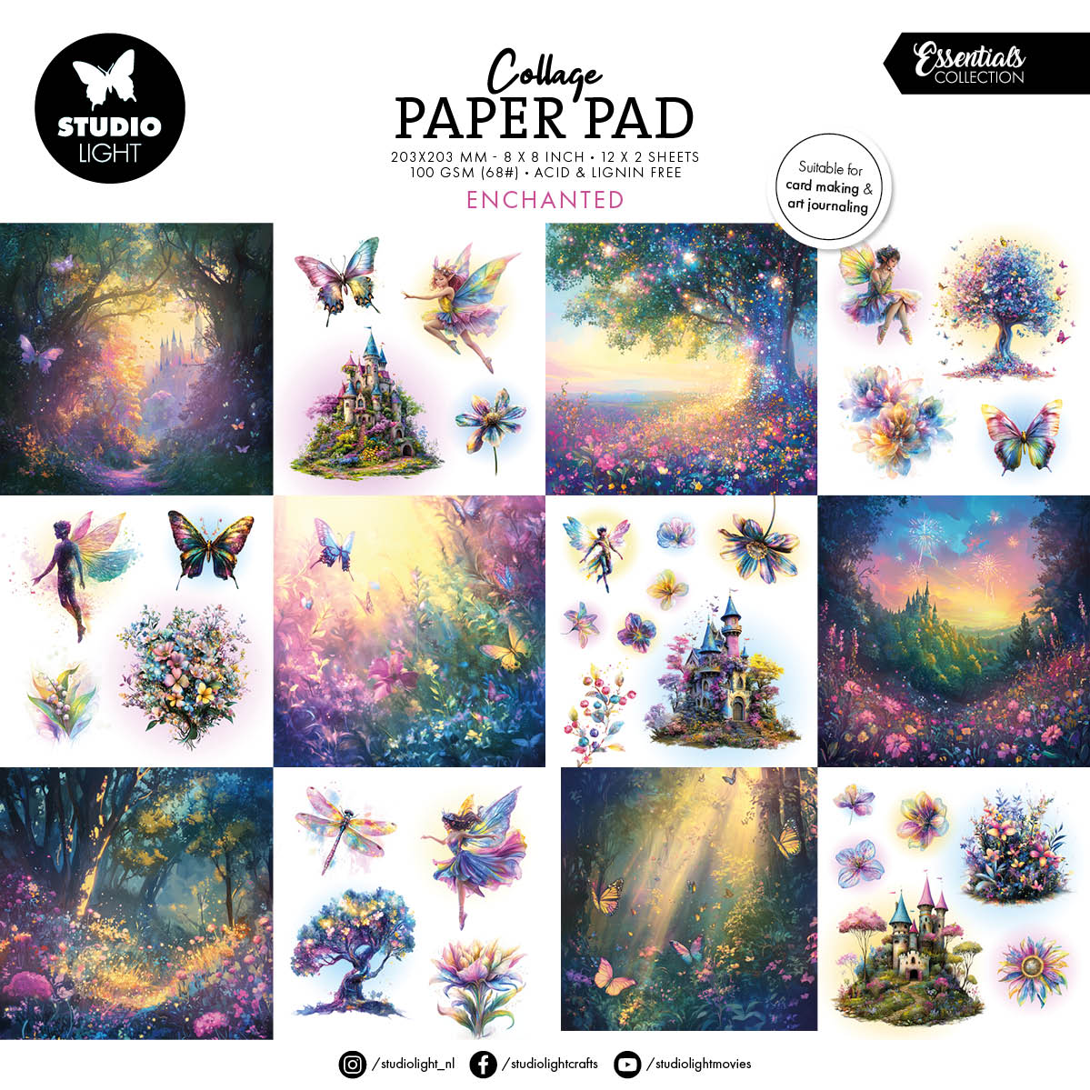 SL Collage Paper PadEnchanted Essentials 203x203x5mm 24 Sheets