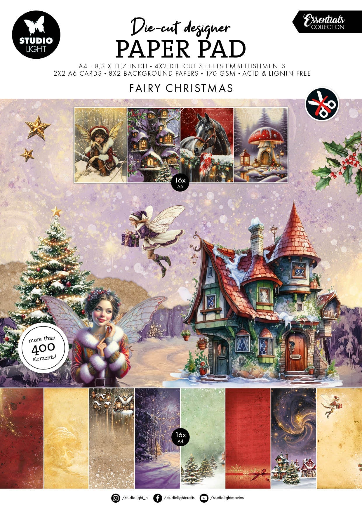 SL Die-Cut Paper Pad Fairy Christmas Essentials 28 Sheets
