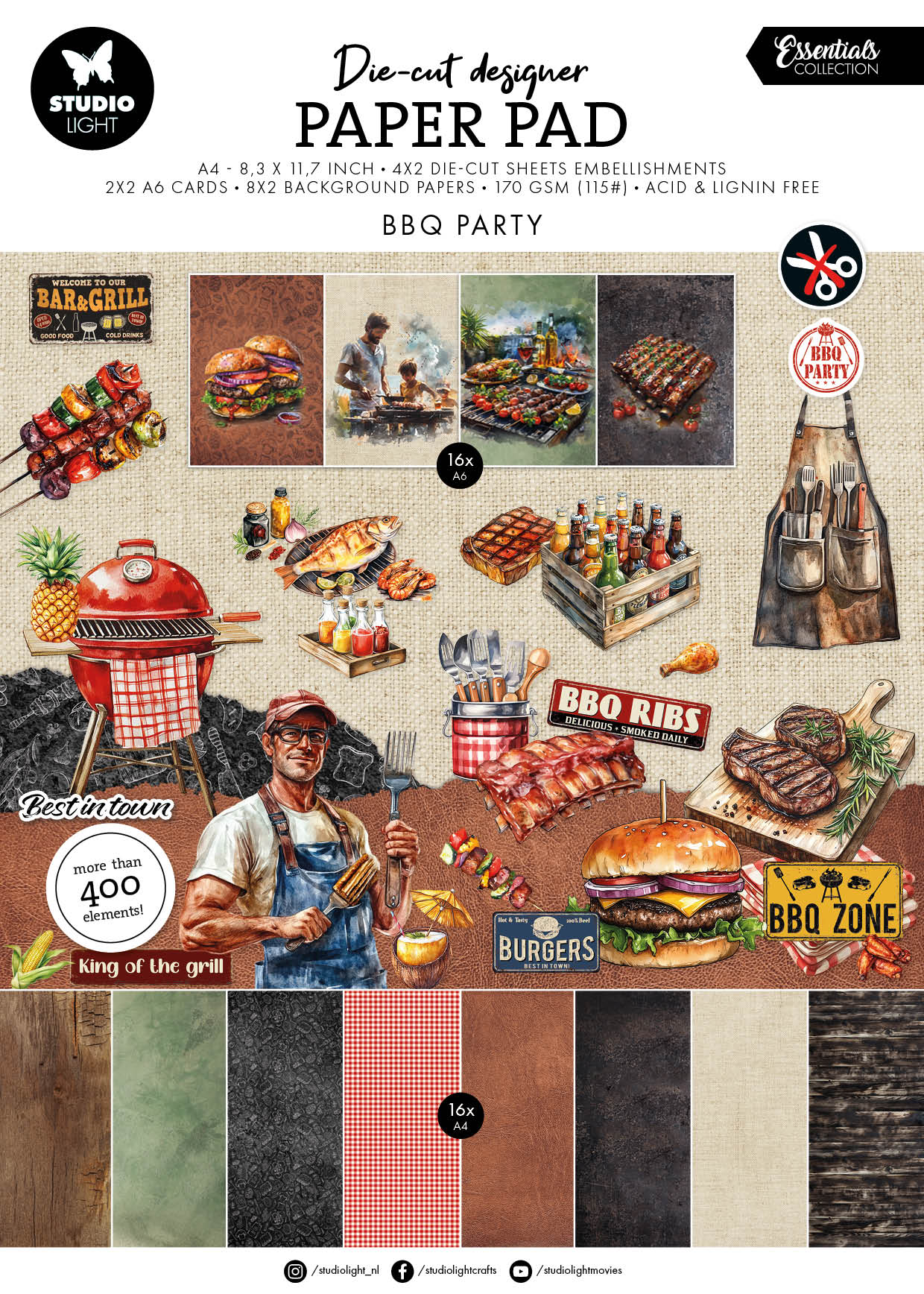 SL Die-Cut Paper Pad BBQ Party Essentials 28 Sheets