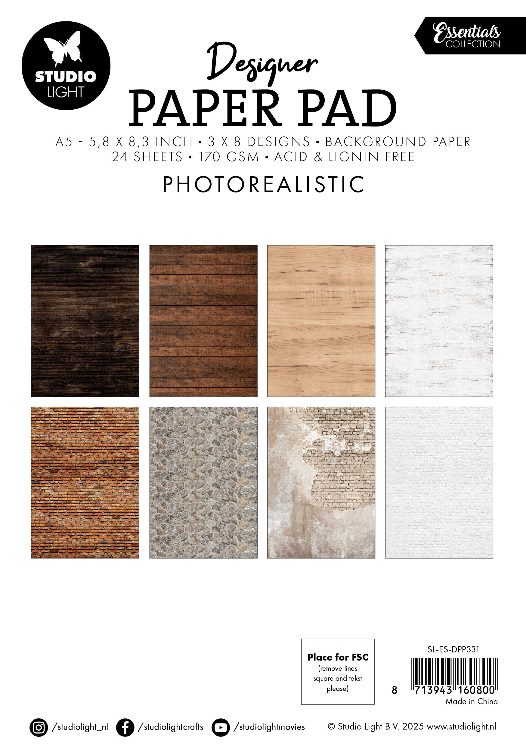 SL Designer Paper Pad Photorealistic Essentials 24 Sheets