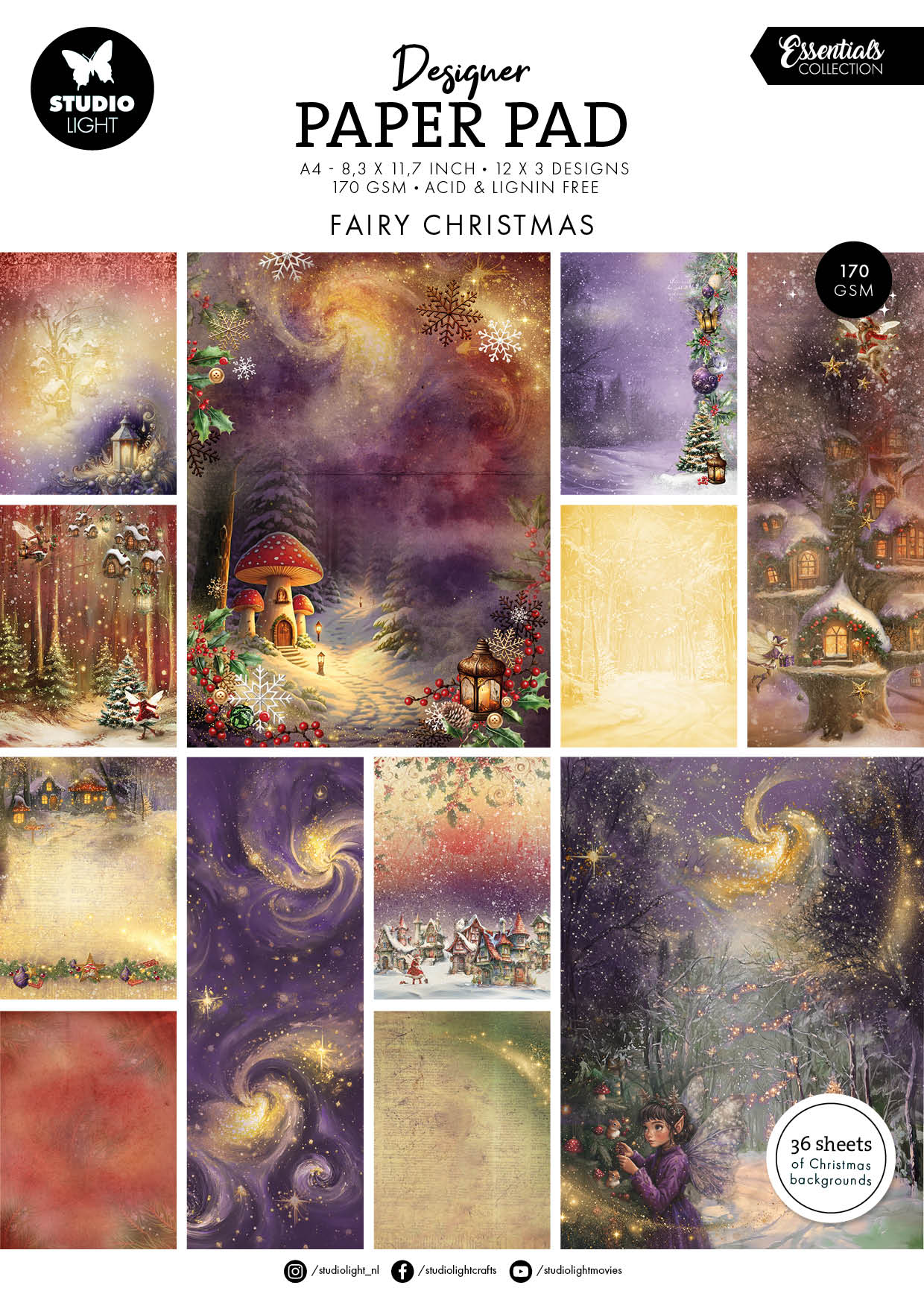 SL Designer Paper Pad Fairy Christmas Essentials 36 Sheets