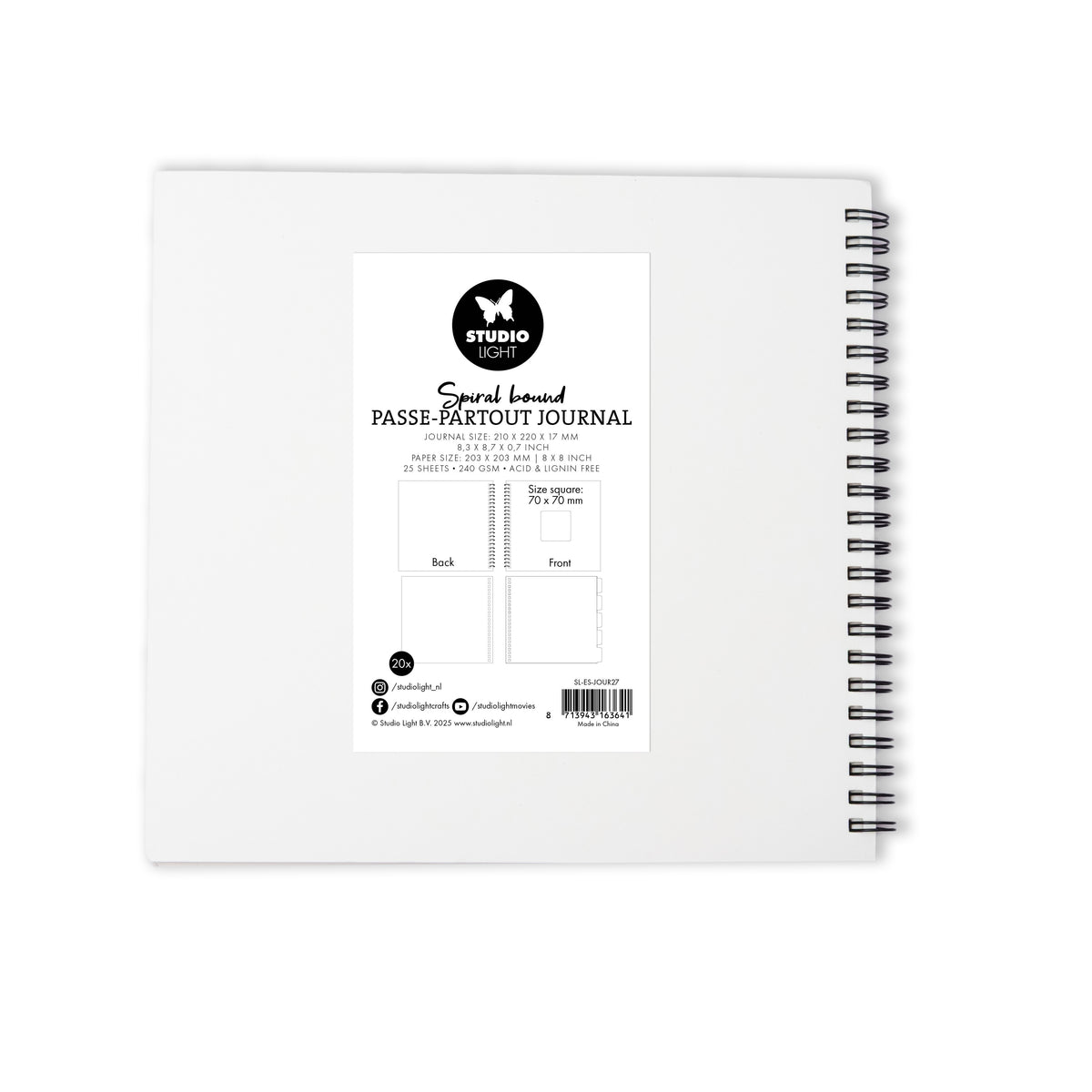 SL Spiral Passe-Partout Journal 8x8 inch, Beige Essentials 1 Piece