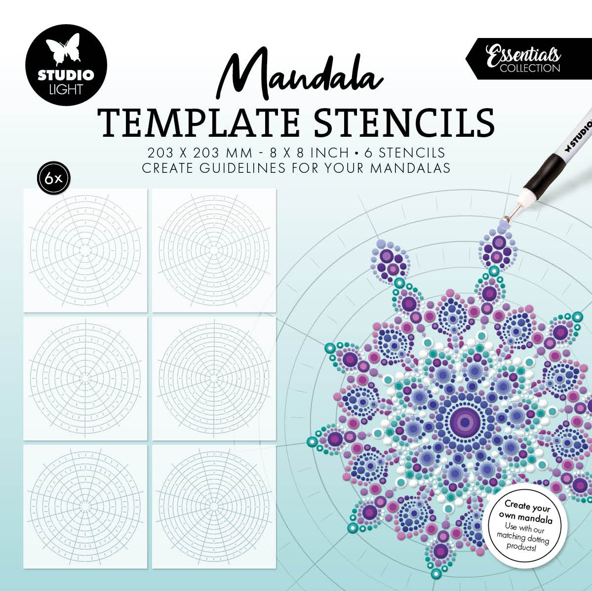SL Mask Mandala Template Stencils x6 Essentials 6 Pieces
