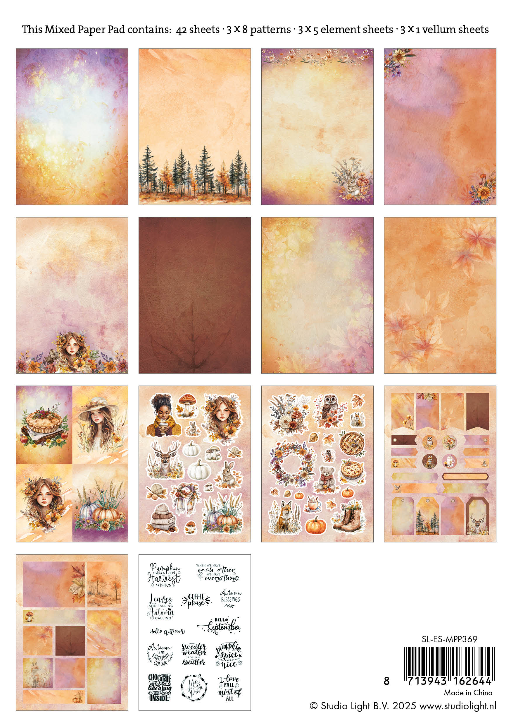 SL Mixed Paper Pad Autumn Essentials 42 Sheets