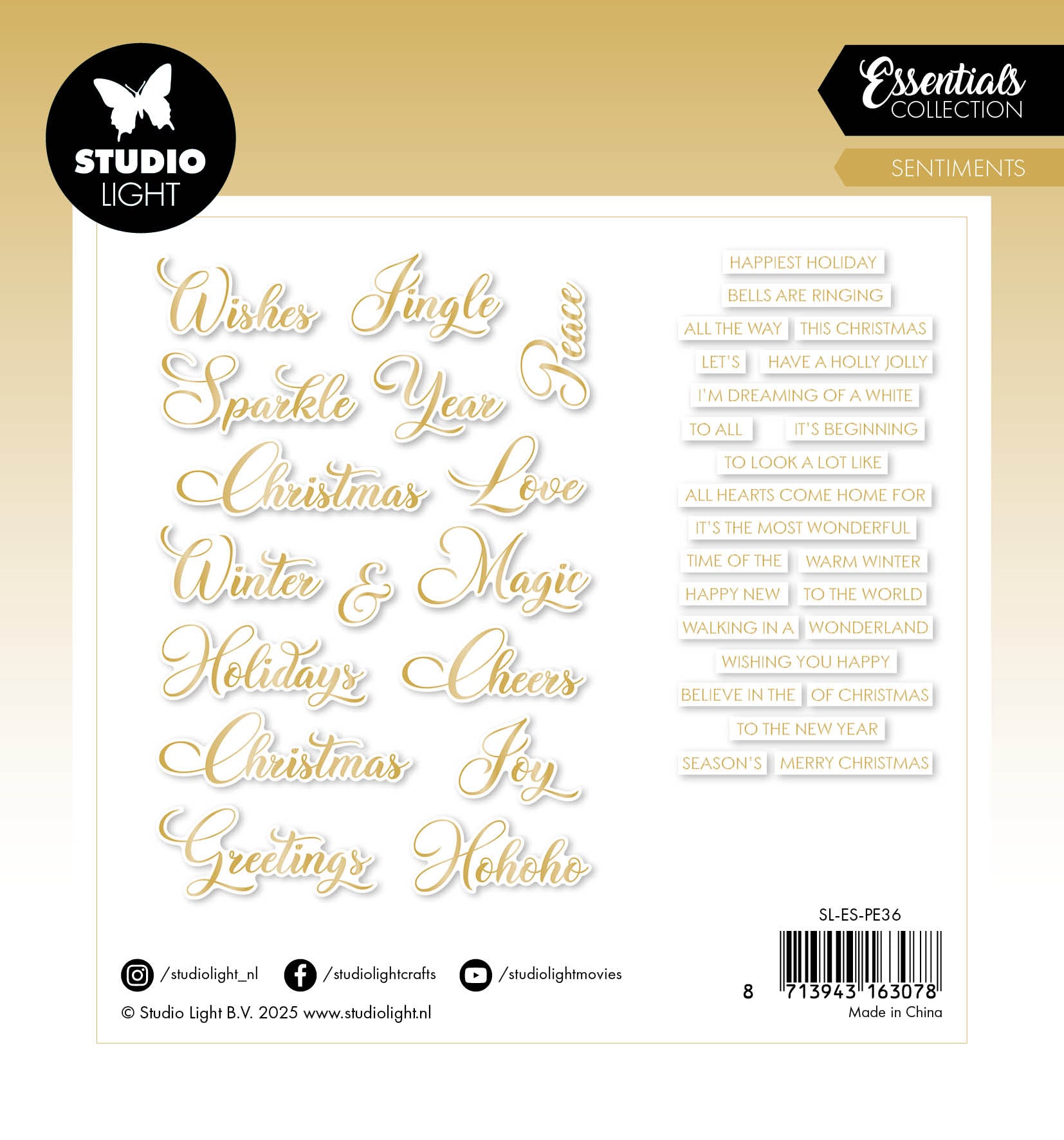 SL Paper Elements Gold Sentiments Classic Essentials 40 Pieces