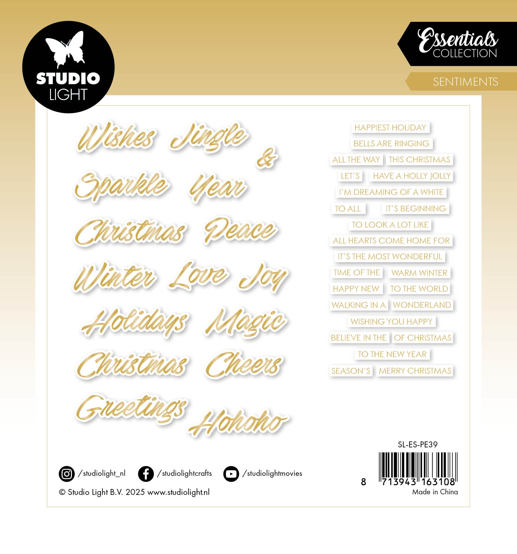 SL Paper Elements Gold Sentiments Trendy Essentials 40 Pieces