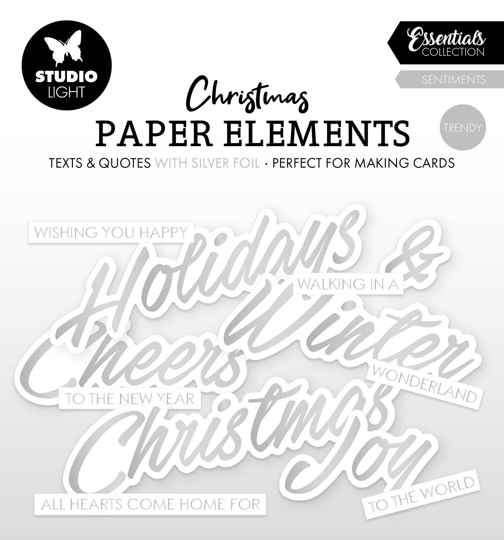 SL Paper Elements Silver Sentiments Trendy Essentials 40 Pieces