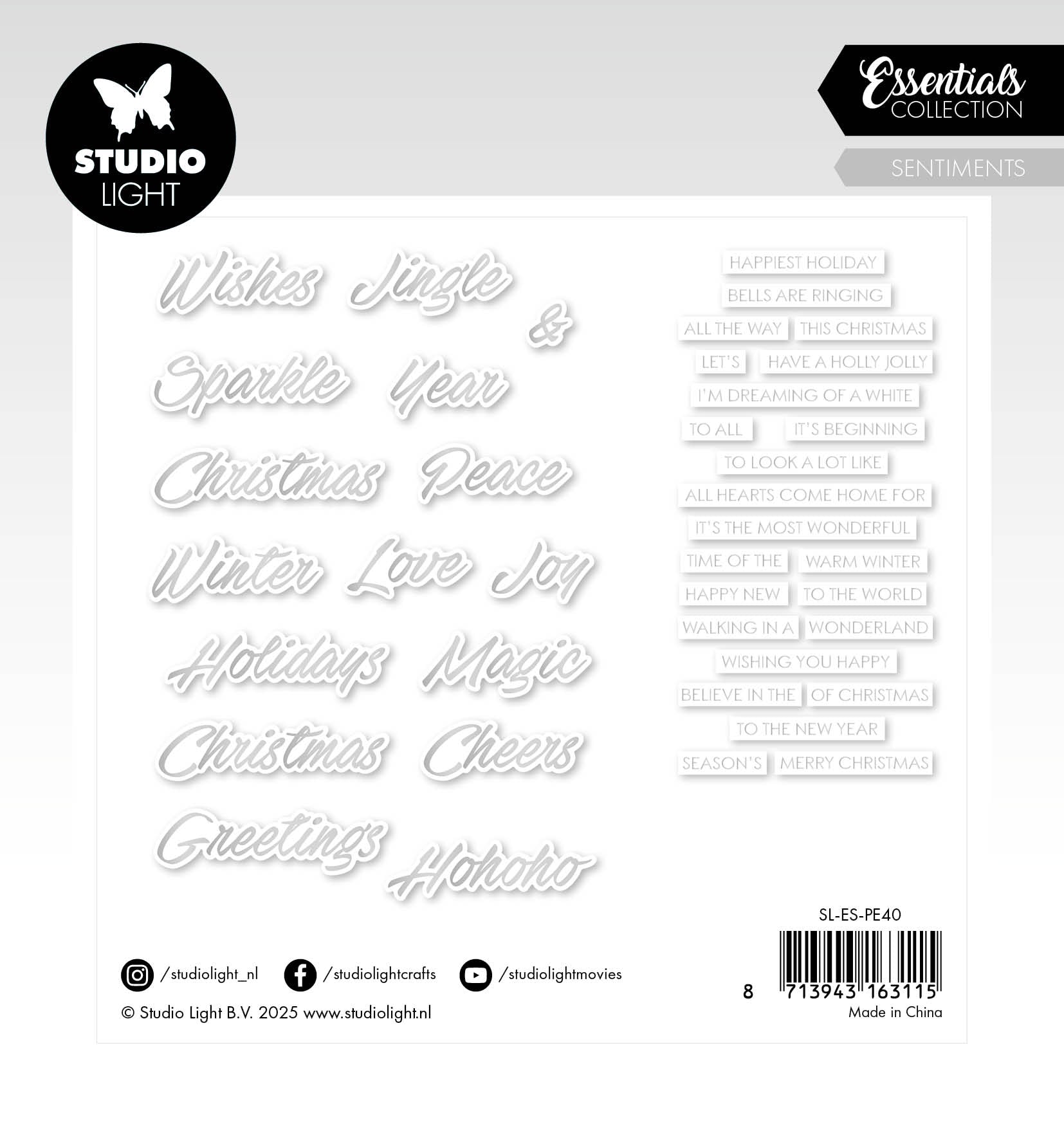 SL Paper Elements Silver Sentiments Trendy Essentials 40 Pieces