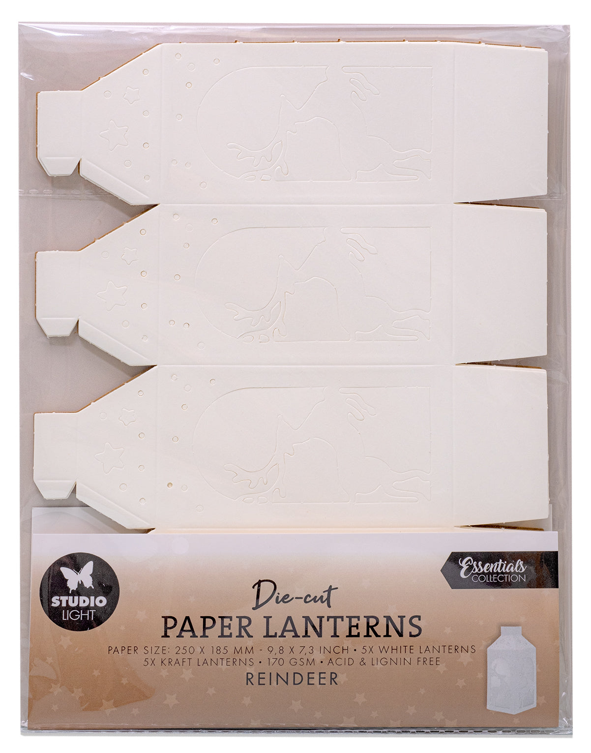 SL Die-Cut Paper Lanterns Reindeer Essentials 10 Sheets