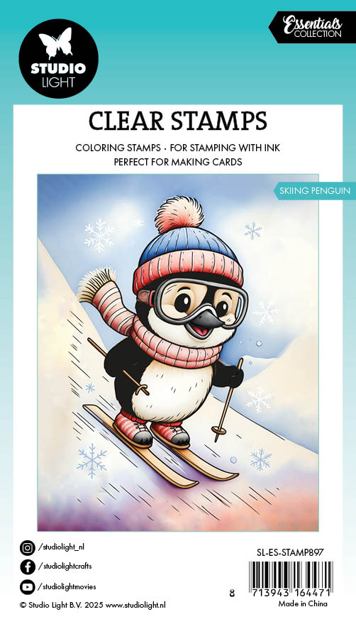 SL Clear Stamp Skiing penguin Essentials 74x105x1mm 1 Pieces