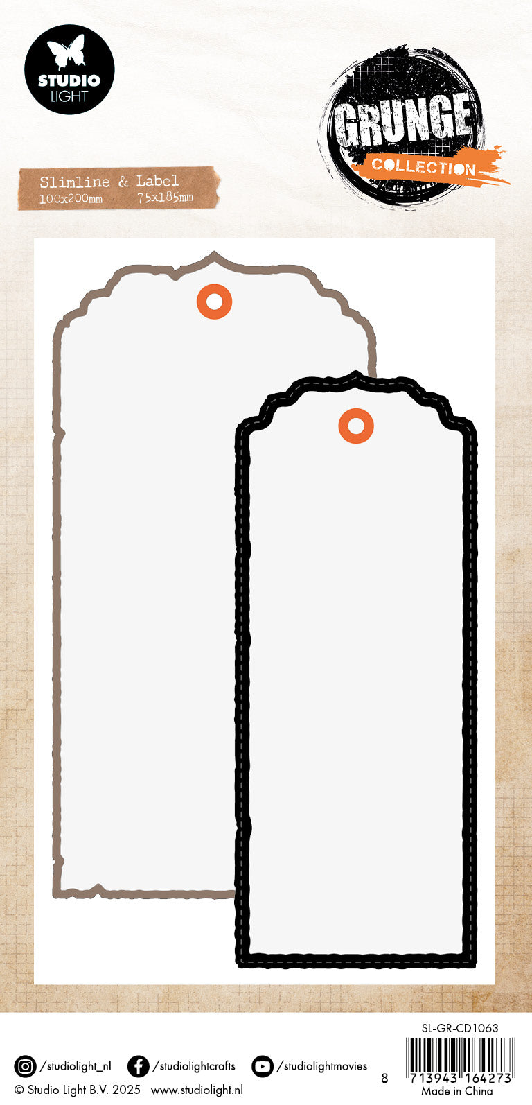 SL Cutting Dies Big Labels Grunge Collection 100x200x1mm 6 Pieces