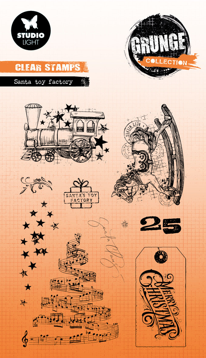 SL Clear Stamp Santa Toy Factory Grunge Collection 10 Pieces