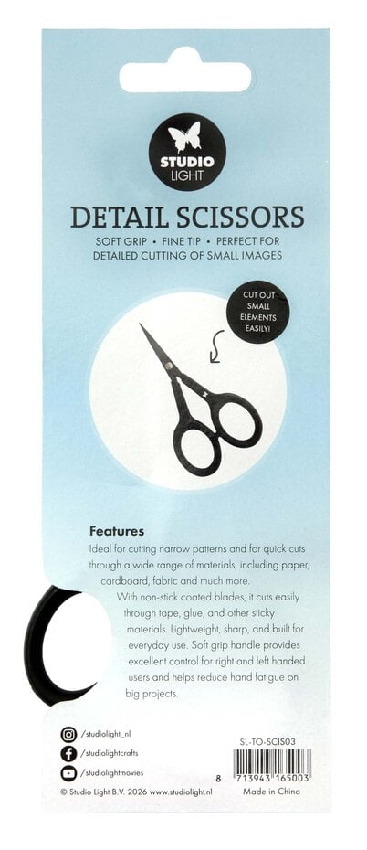 SL Detail Scissors Soft Grip, Fine Tip, Non Stick, 4 Inch Essentials Tools 1 Piece