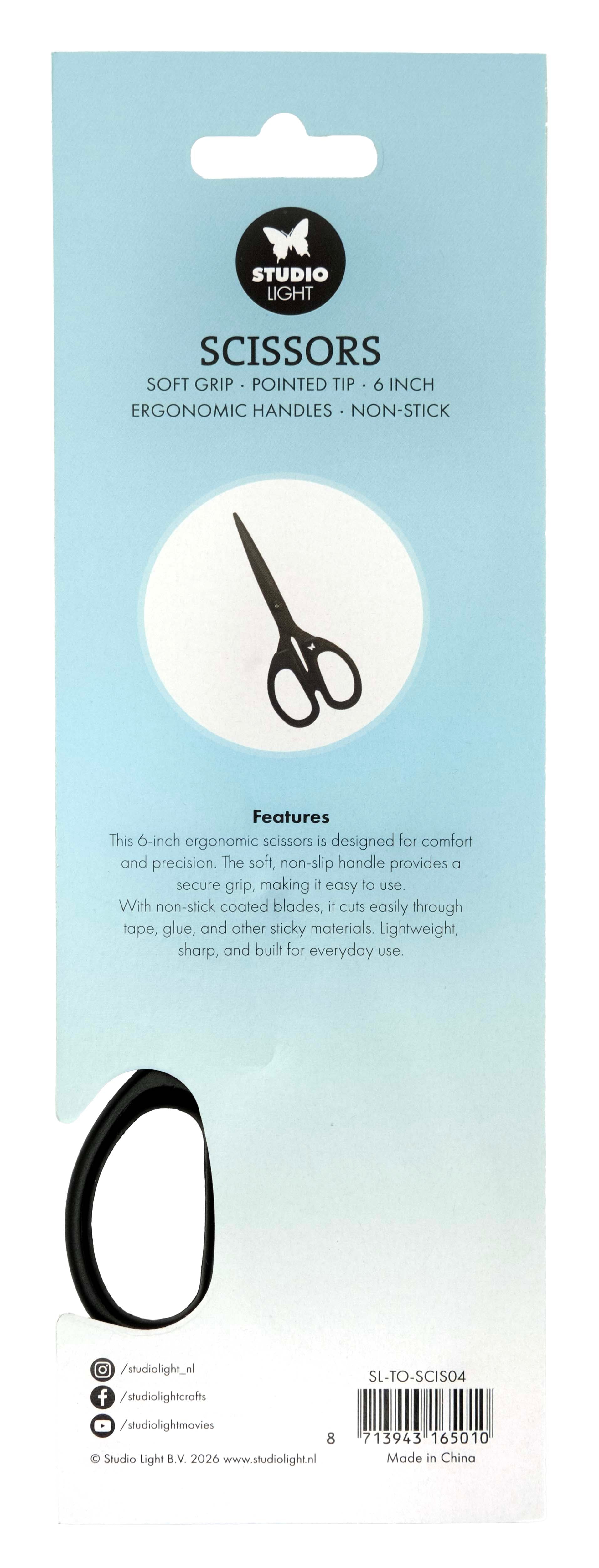 SL Scissors Soft Grip, Pointed Tip, Non Stick, 6 Inch Essentials Tools 1 Piece