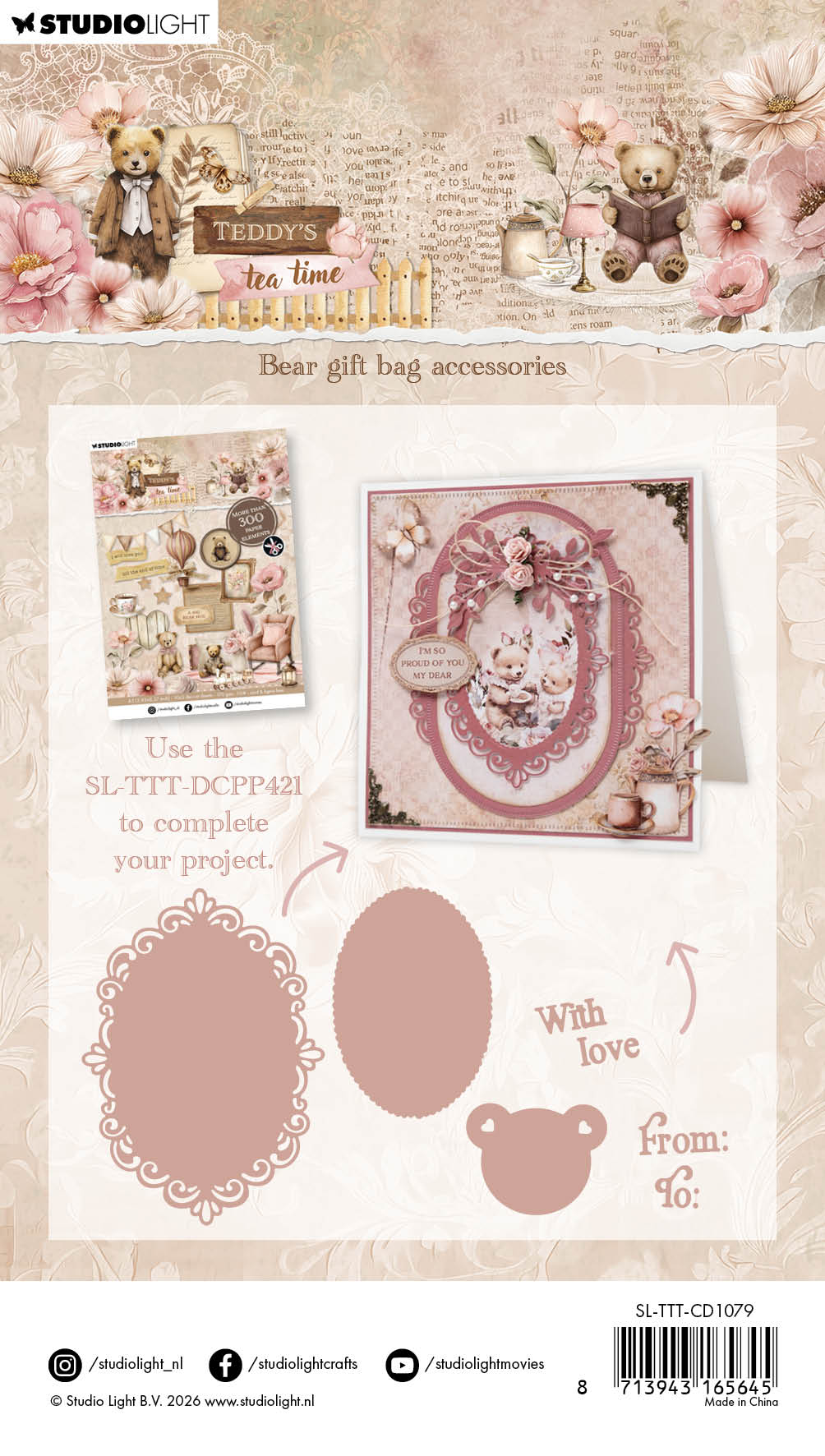 SL Cutting Die Bear Gift Bag Accessories Teddy's Tea Time 7 Pieces