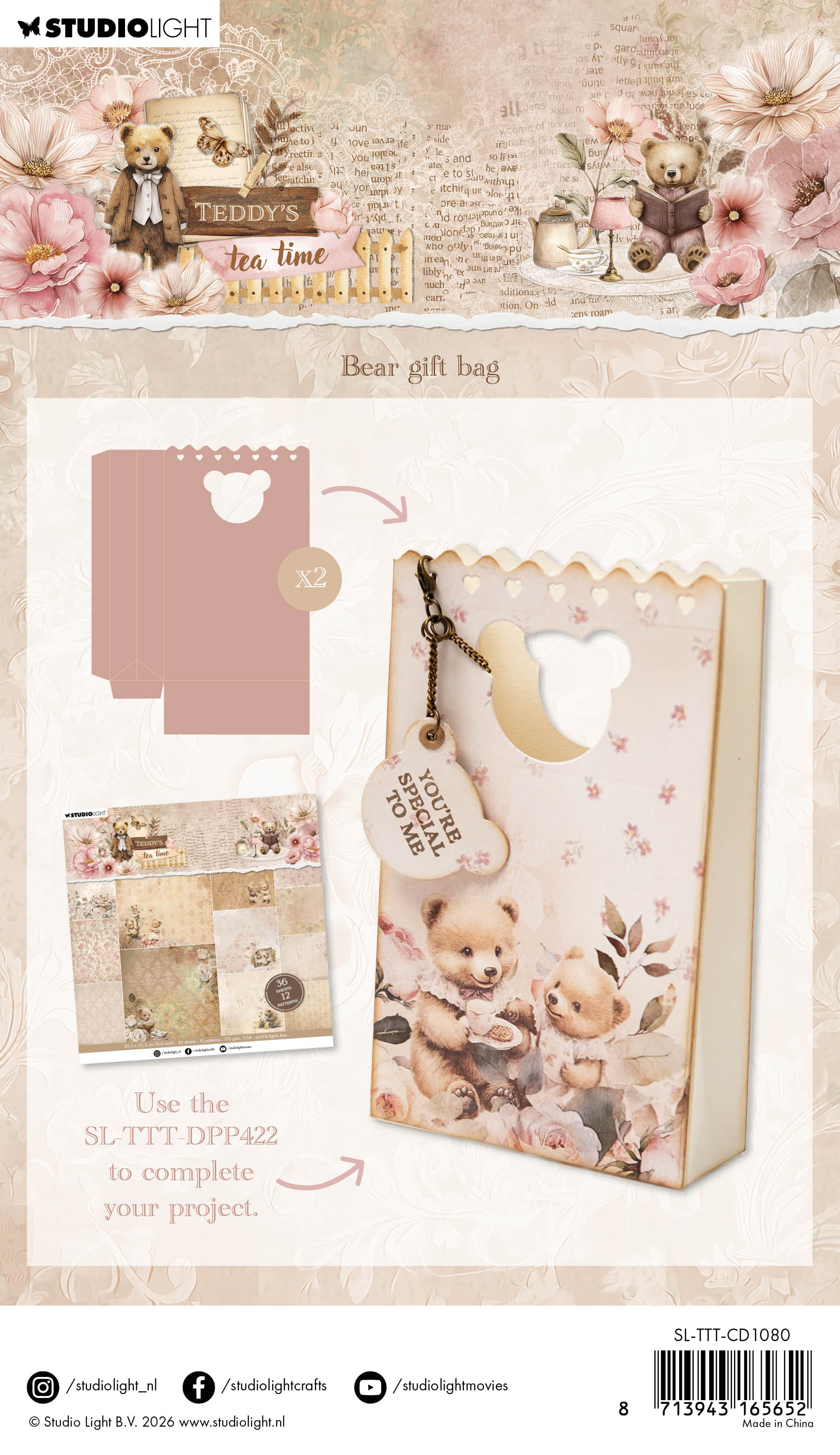 SL Cutting Die Bear Gift Bag Teddy's Tea Time 1 Piece