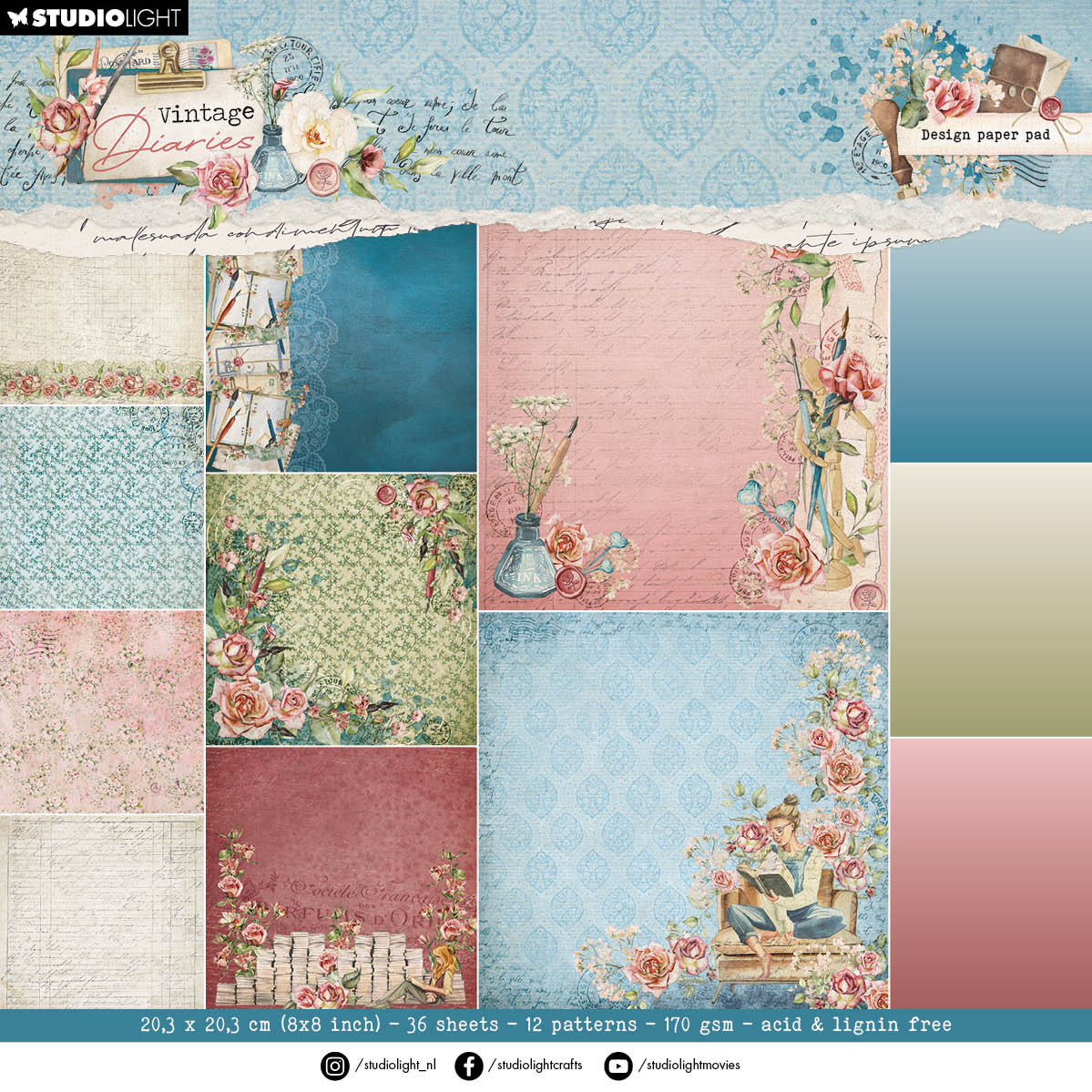 SL Design Paper Pad Background Paper Vintage Diaries 36 SH