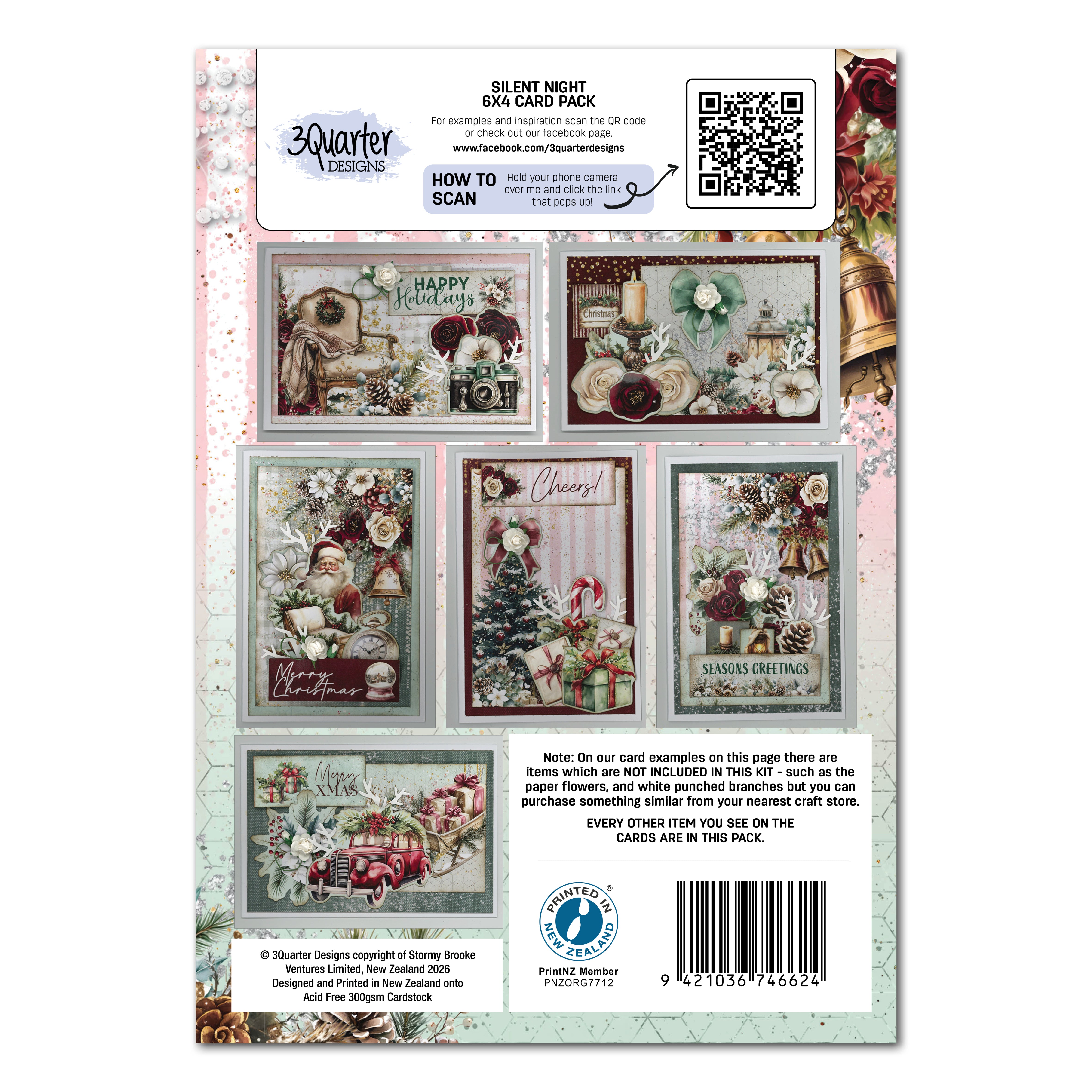 3Quarter Designs Silent Night 6x4 Card Pack