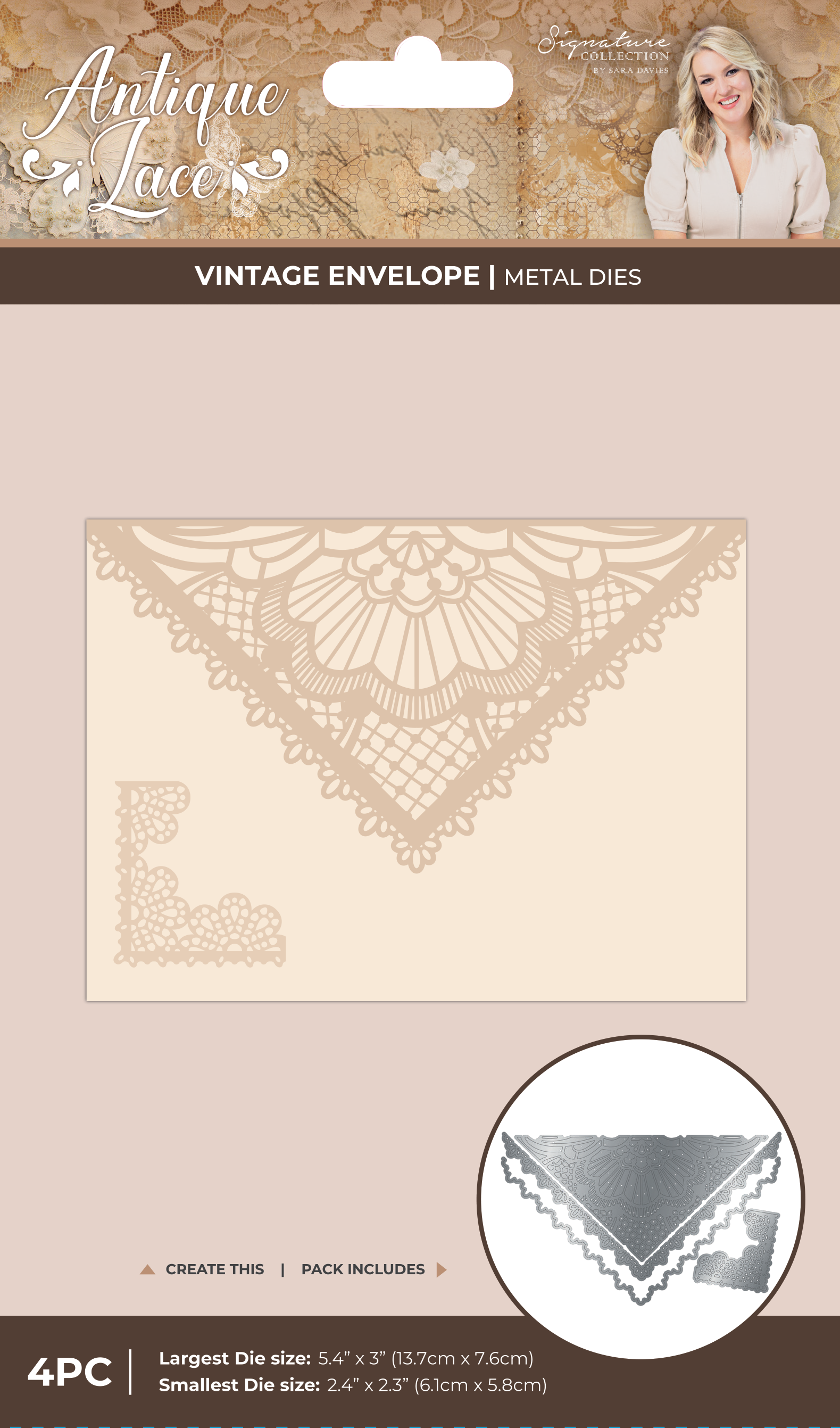 Sara Signature Antique Lace - Vintage Envelope Metal Die Set