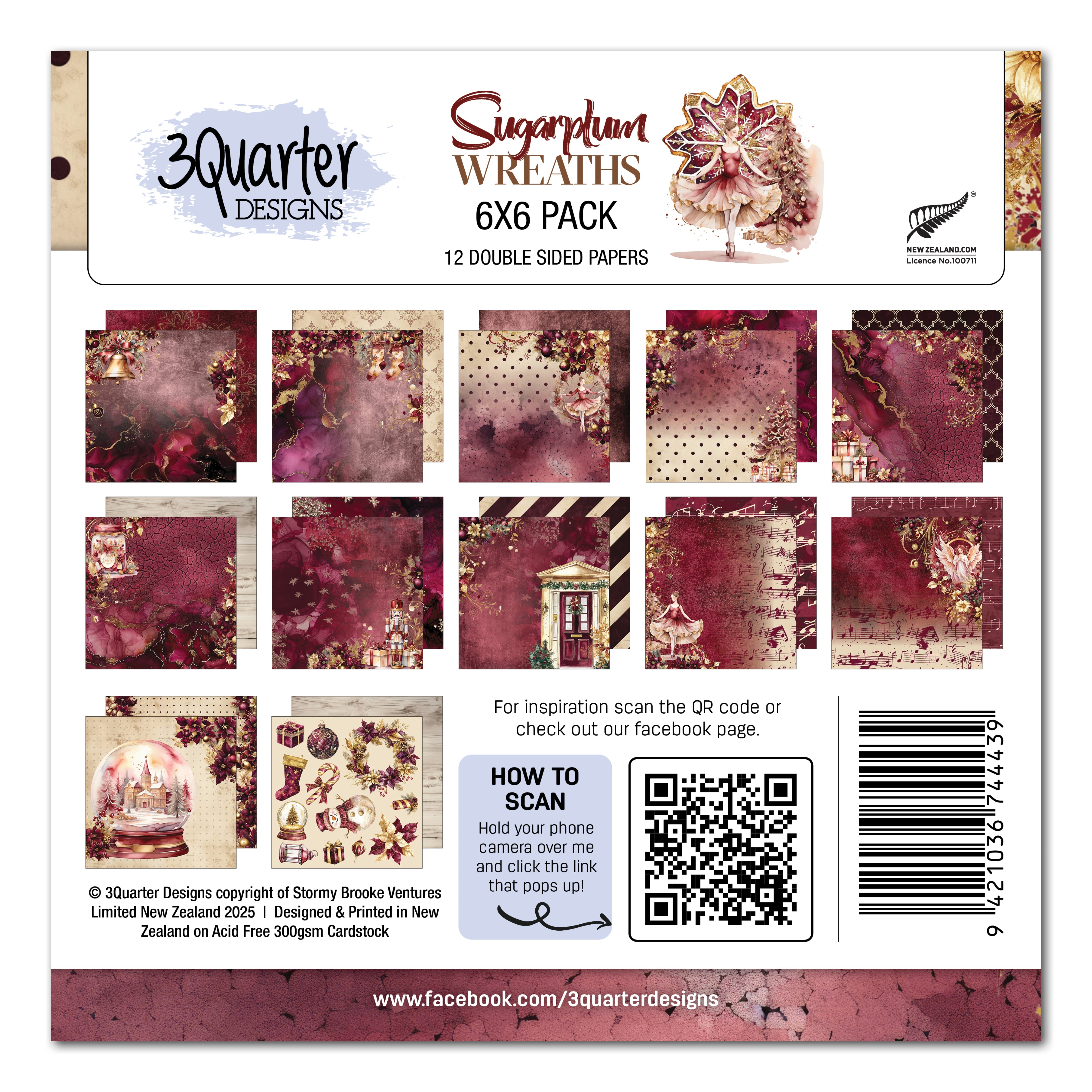 3Quarter Designs Sugarplum Wreath 6x6 Paper Pack