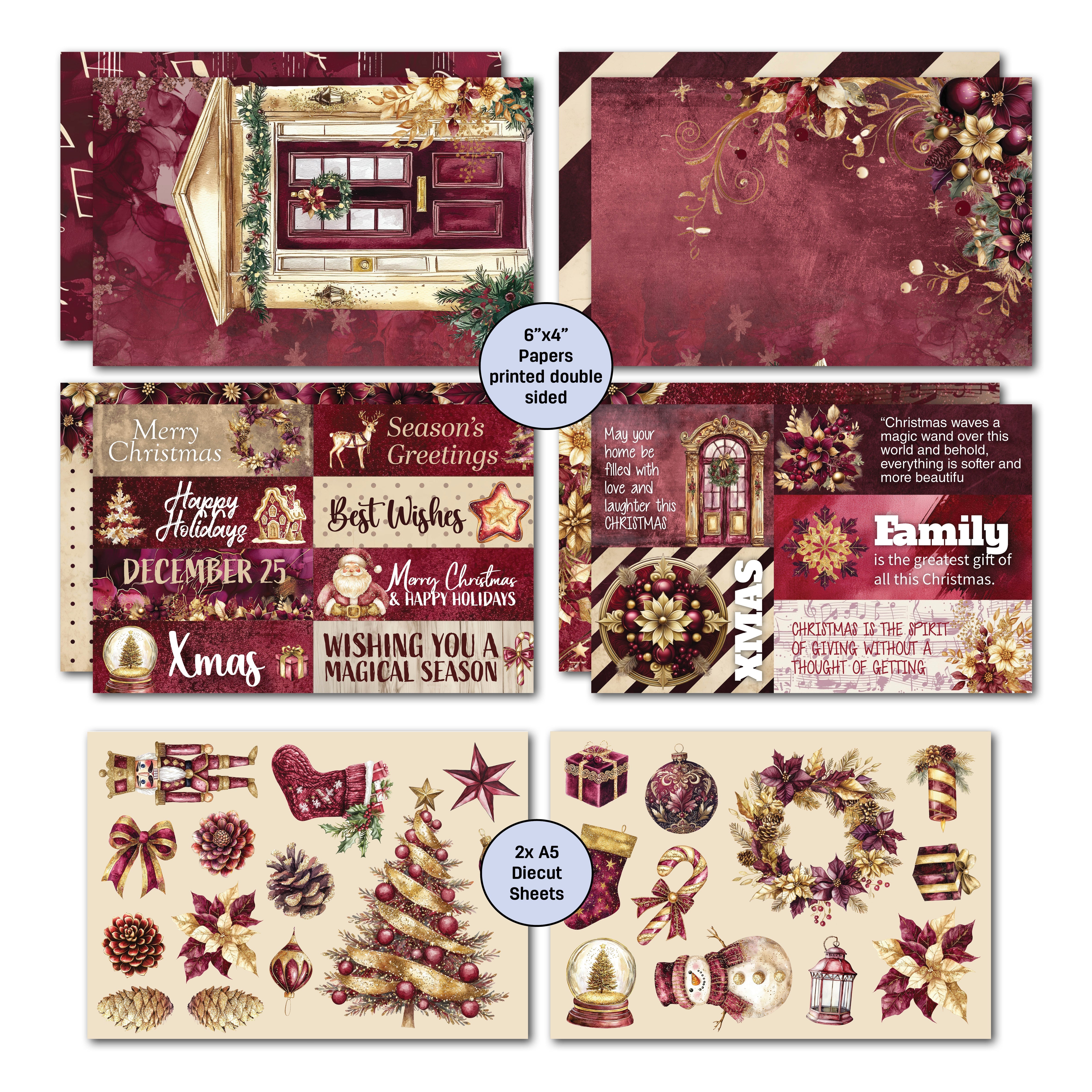 3Quarter Designs Sugarplum Wreath 6x4 Card Pack