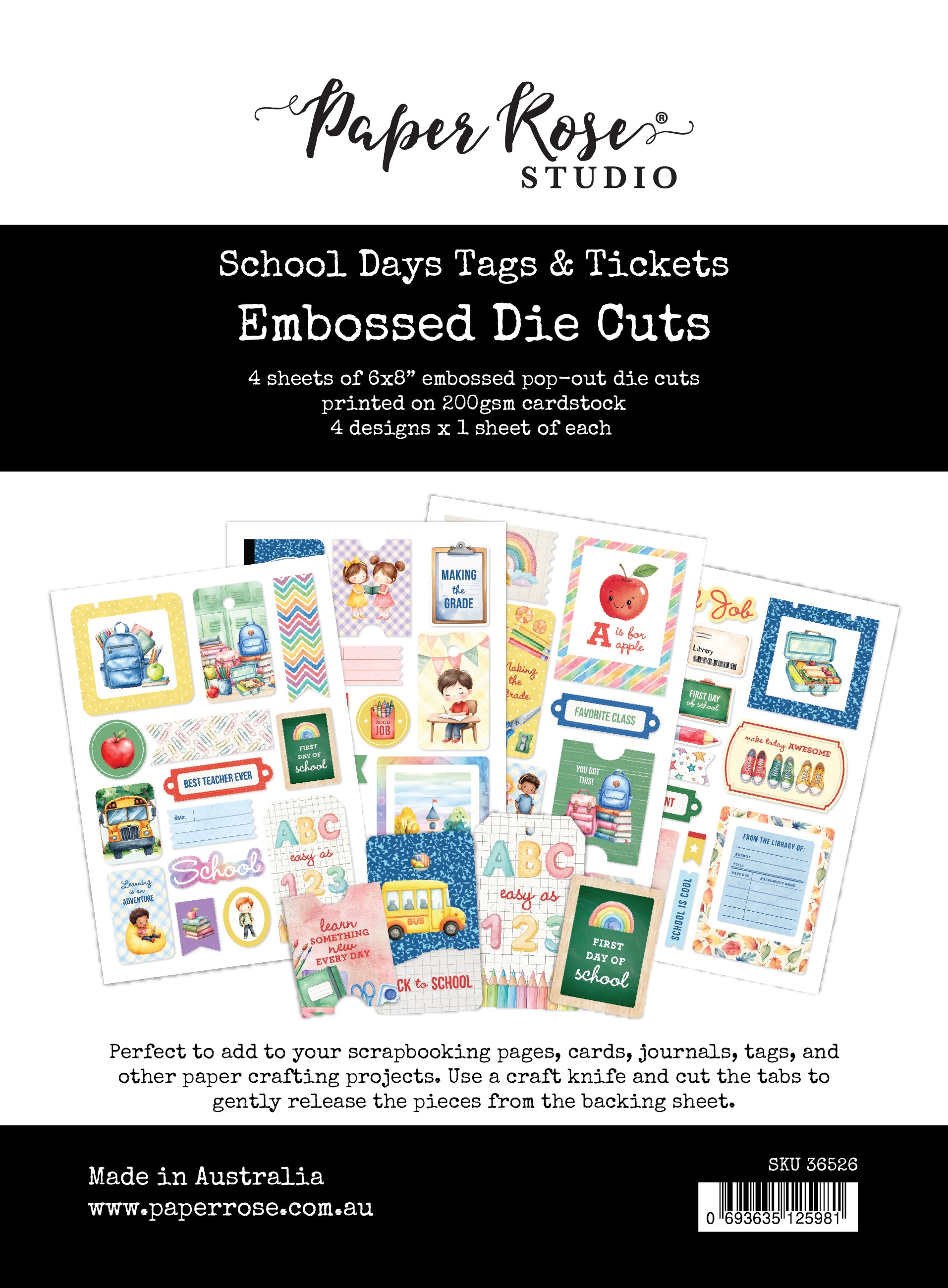 School Days 6x8" Tags & Tickets Embossed Die Cuts 36526