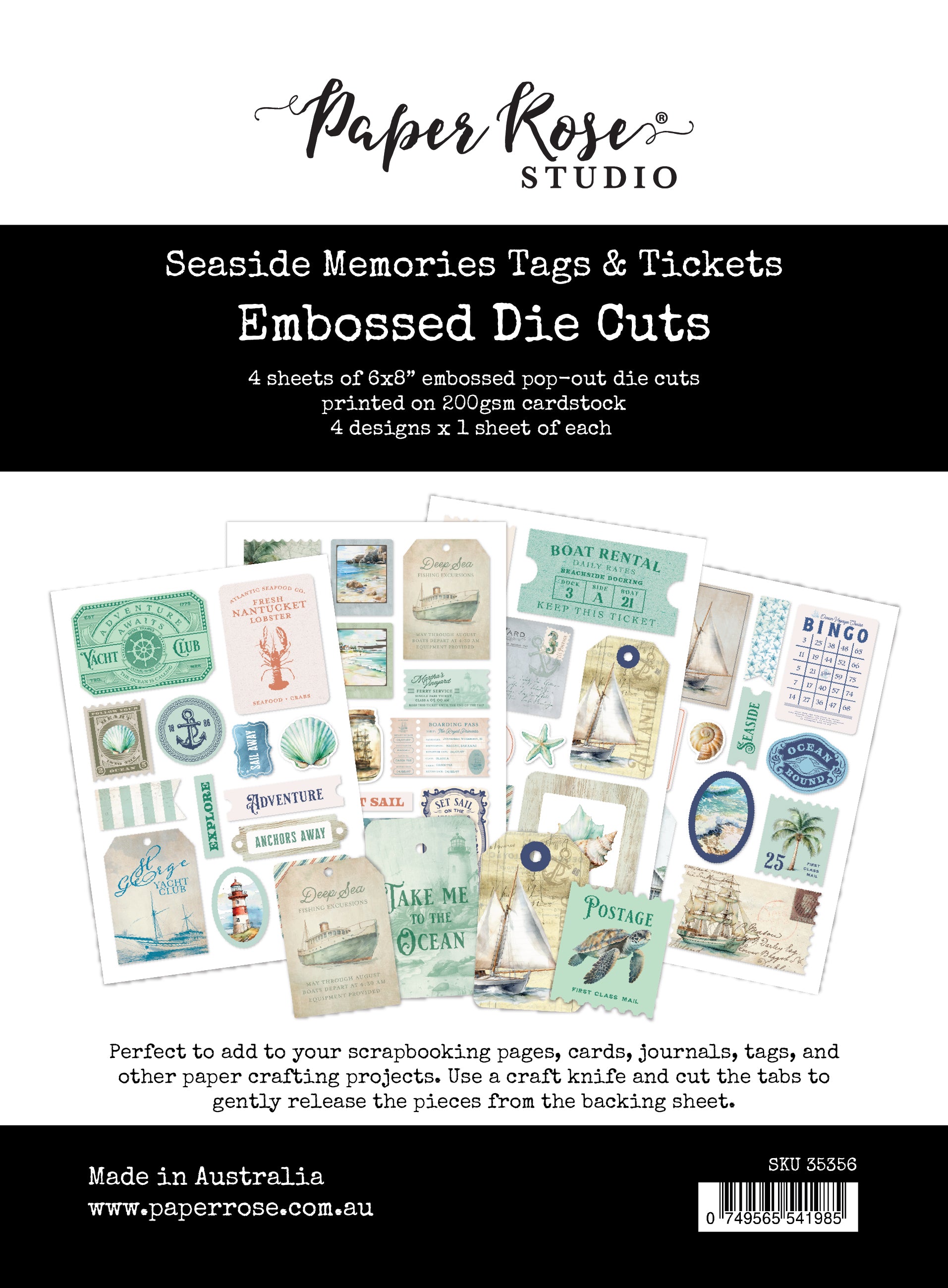 Seaside Memories 6x8" Tags & Tickets Embossed Die Cuts 35356