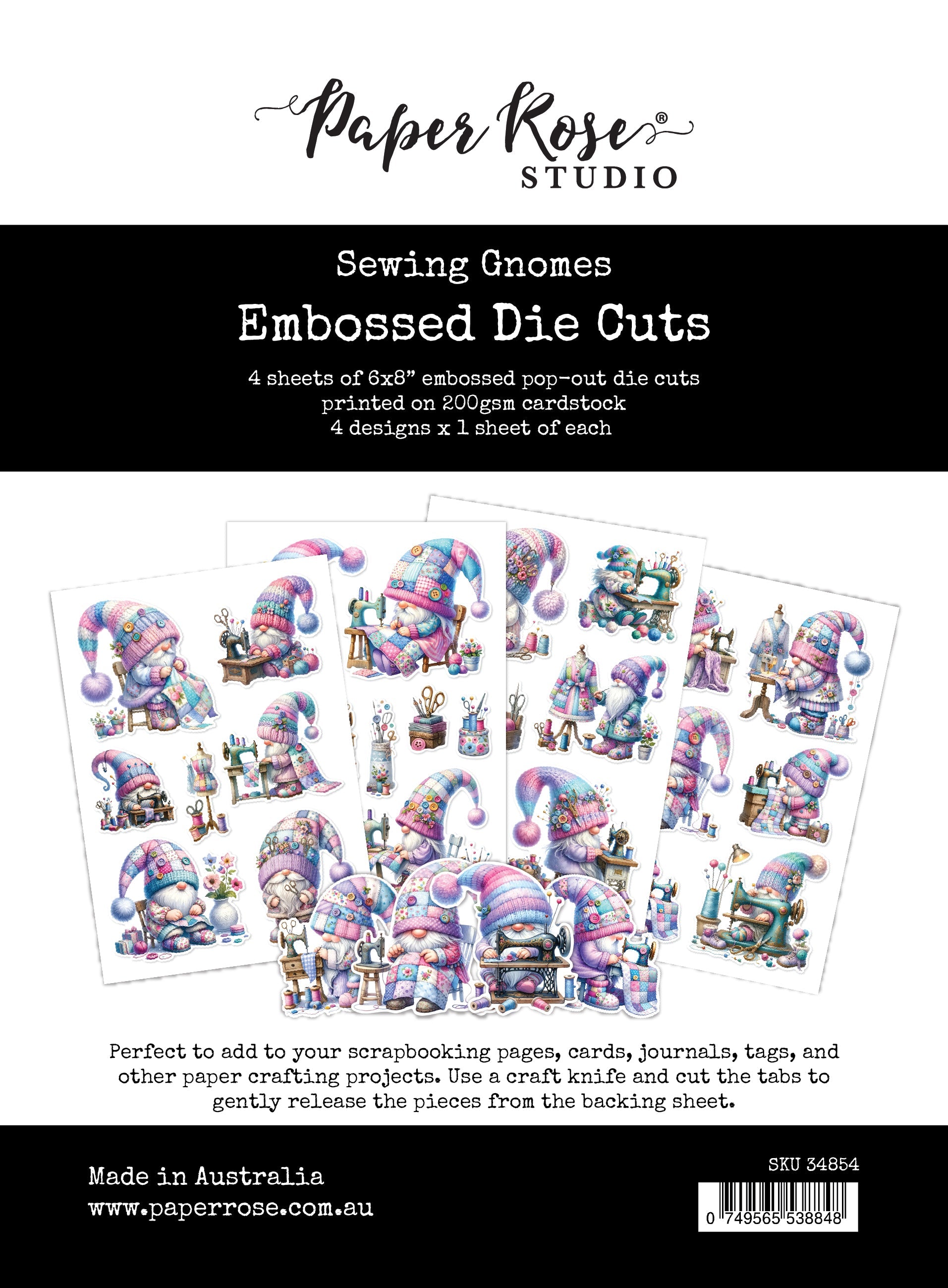 Sewing Gnomes Embossed Die Cuts 34854