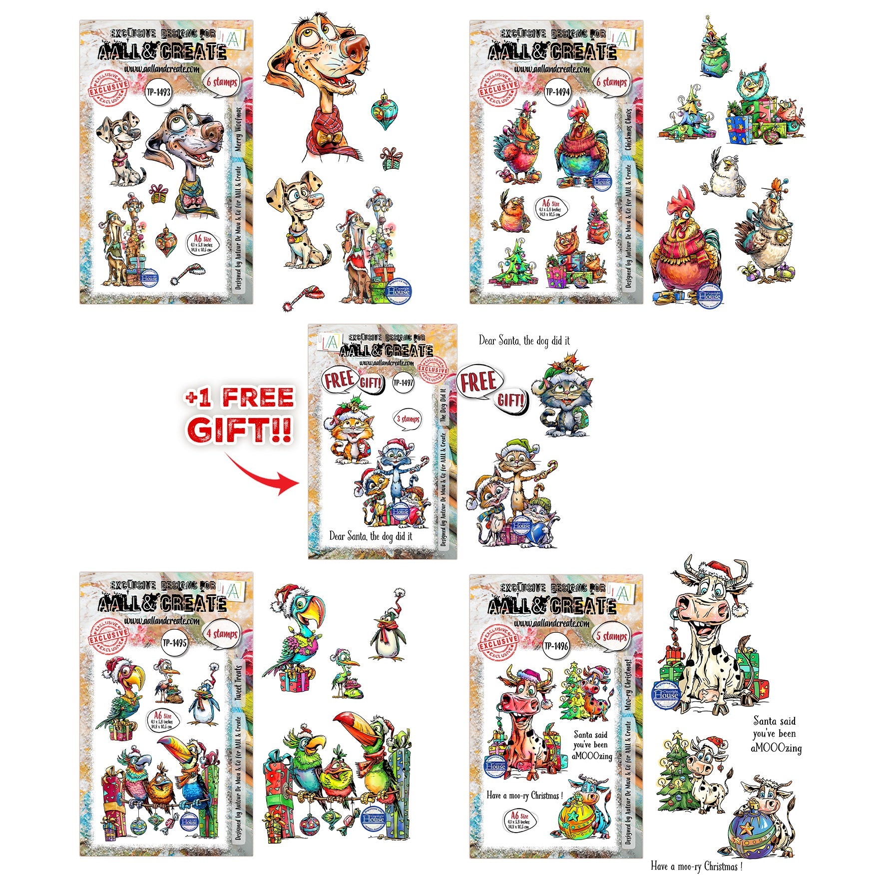 AALL and Create - Autour De Mwa Festive Friends Bundle + Free Limited Edition A7 Stamp Set
