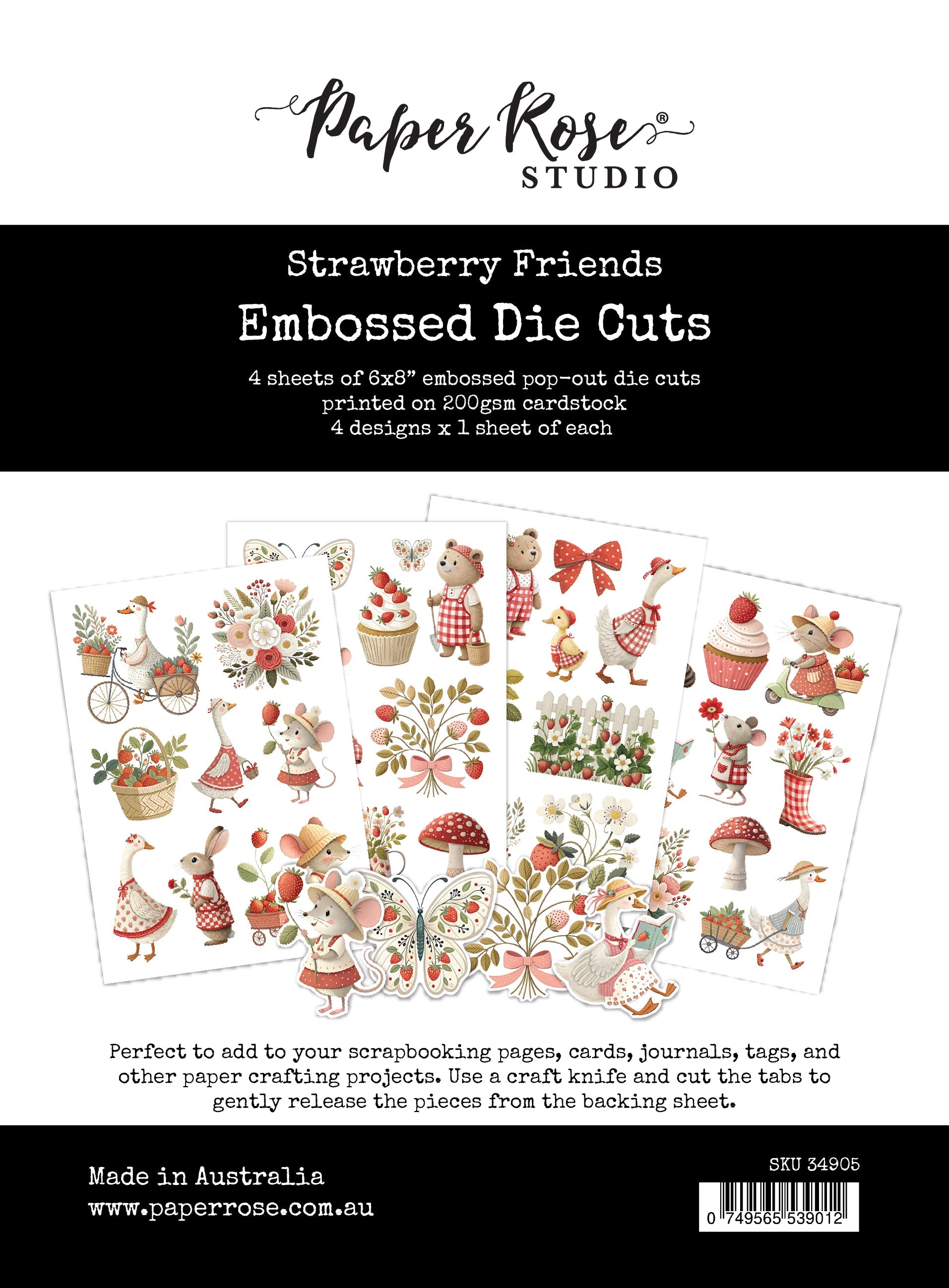 Strawberry Friends Embossed Die Cuts 34905