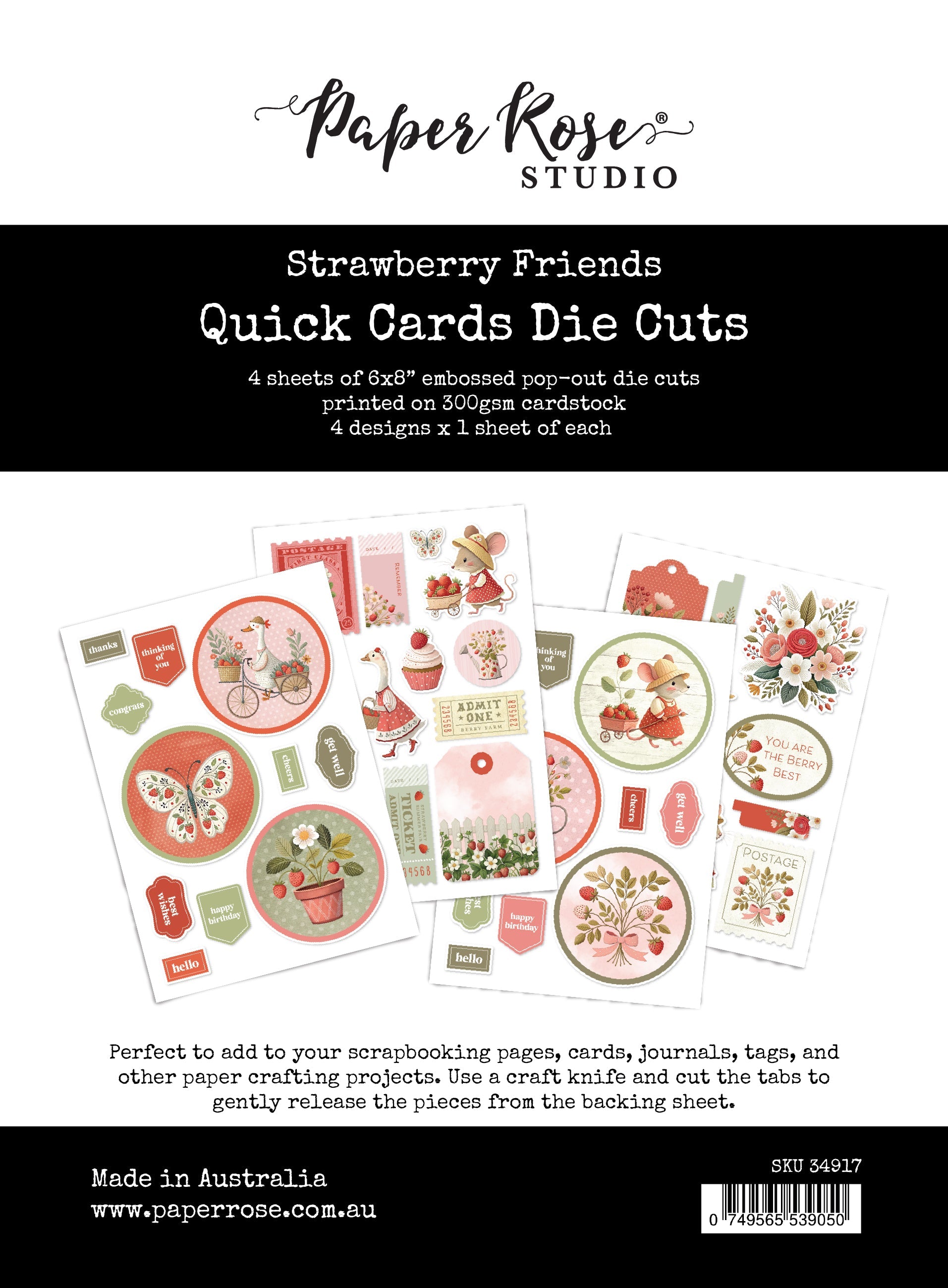 Strawberry Friends Quick Card Die Cuts 34917