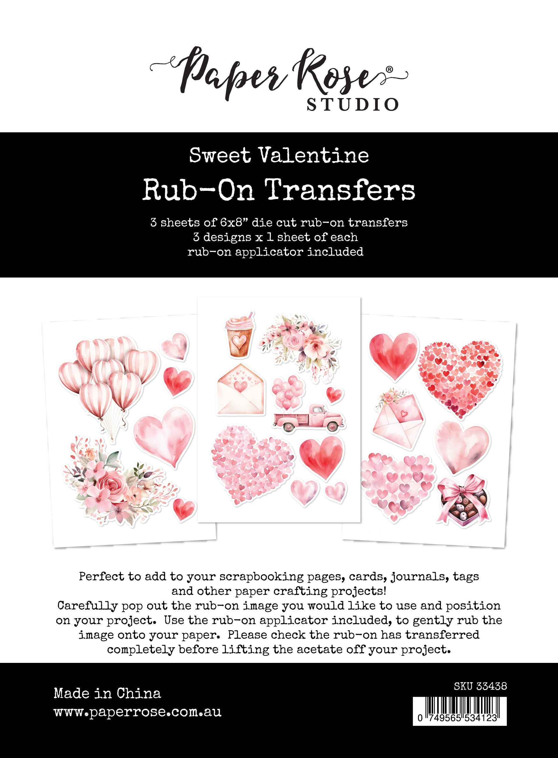 Sweet Valentine Rub-on Transfers 33438