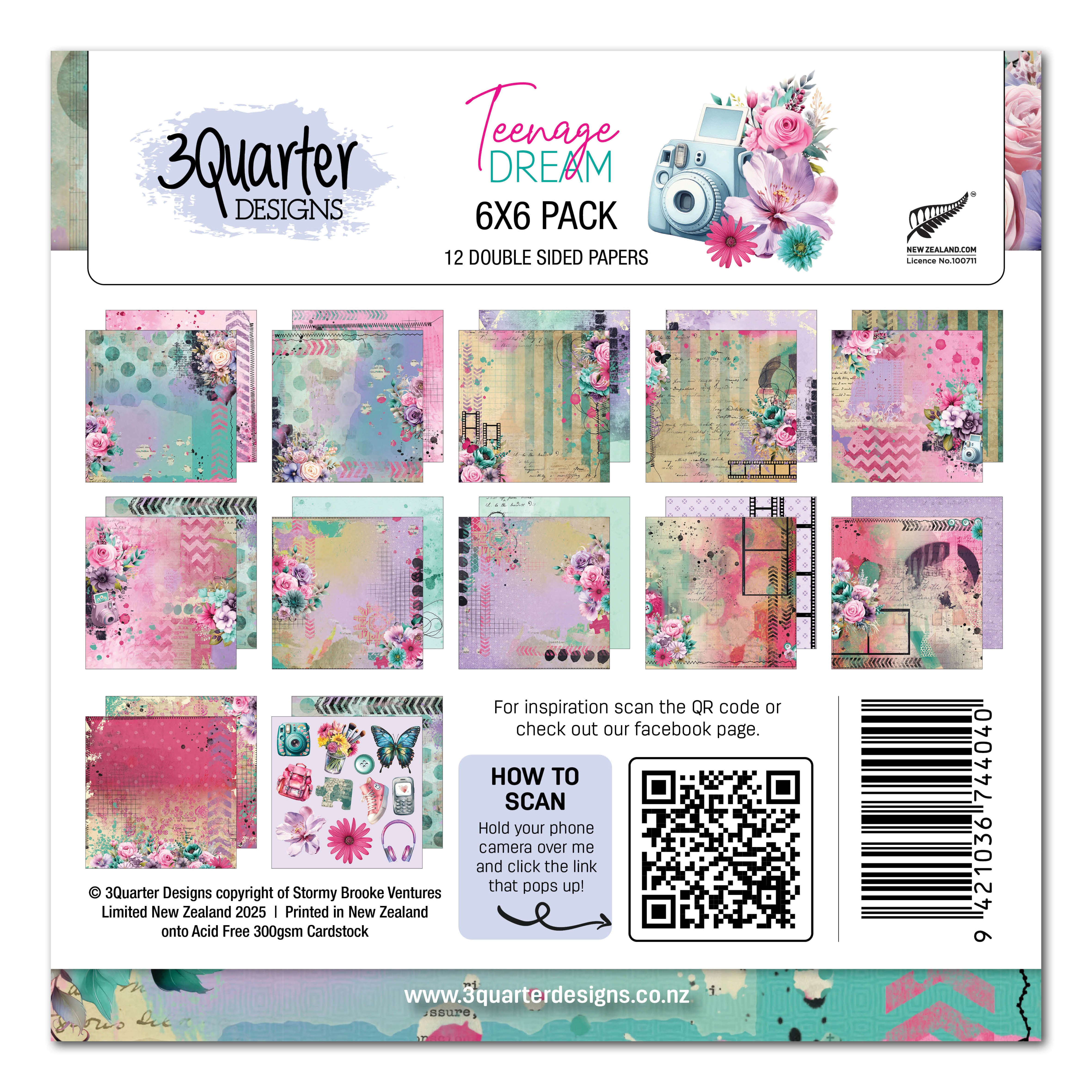 3Quarter Designs Teenage Dream 6x6 Paper Pack