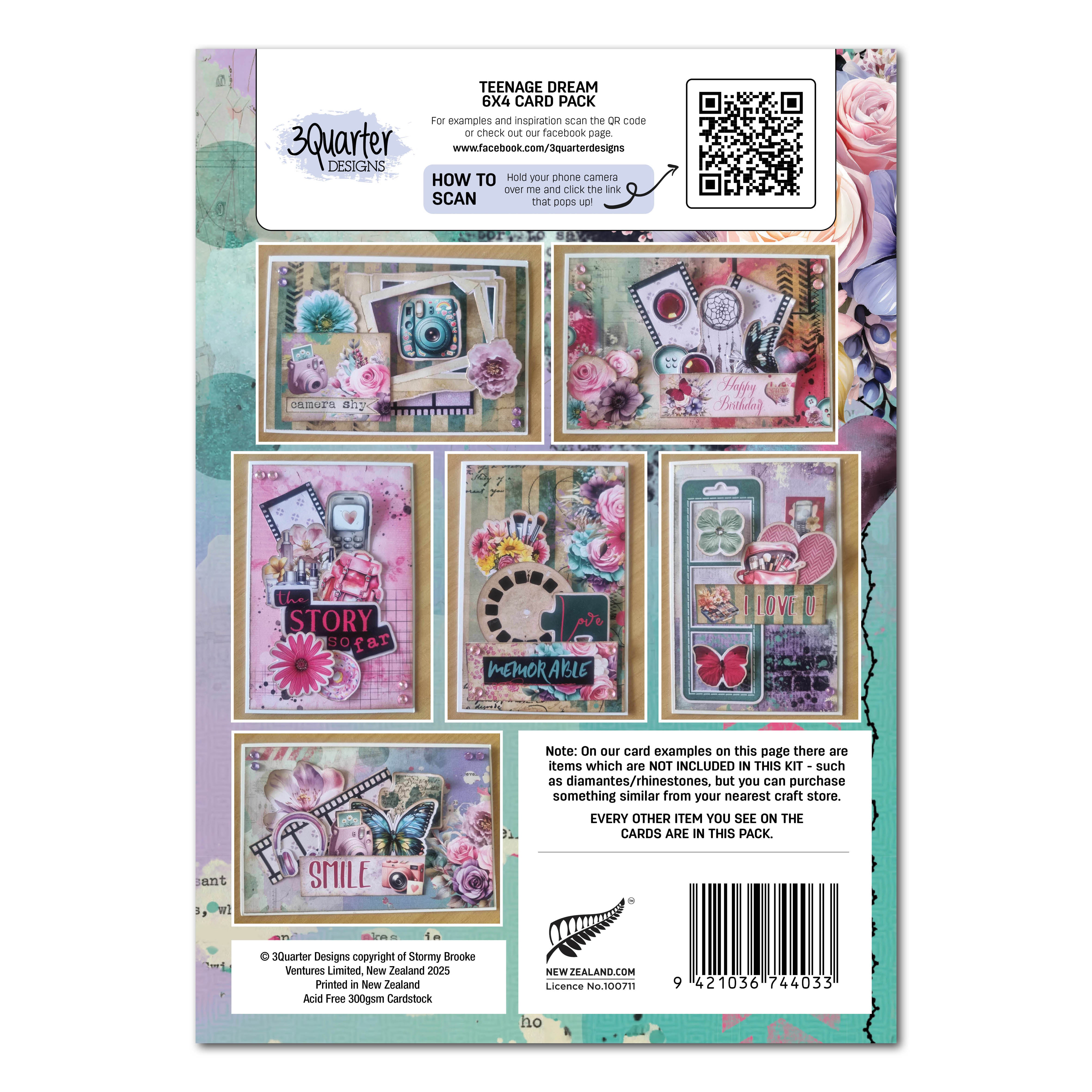 3Quarter Designs Teenage Dream 6x4 Card Pack