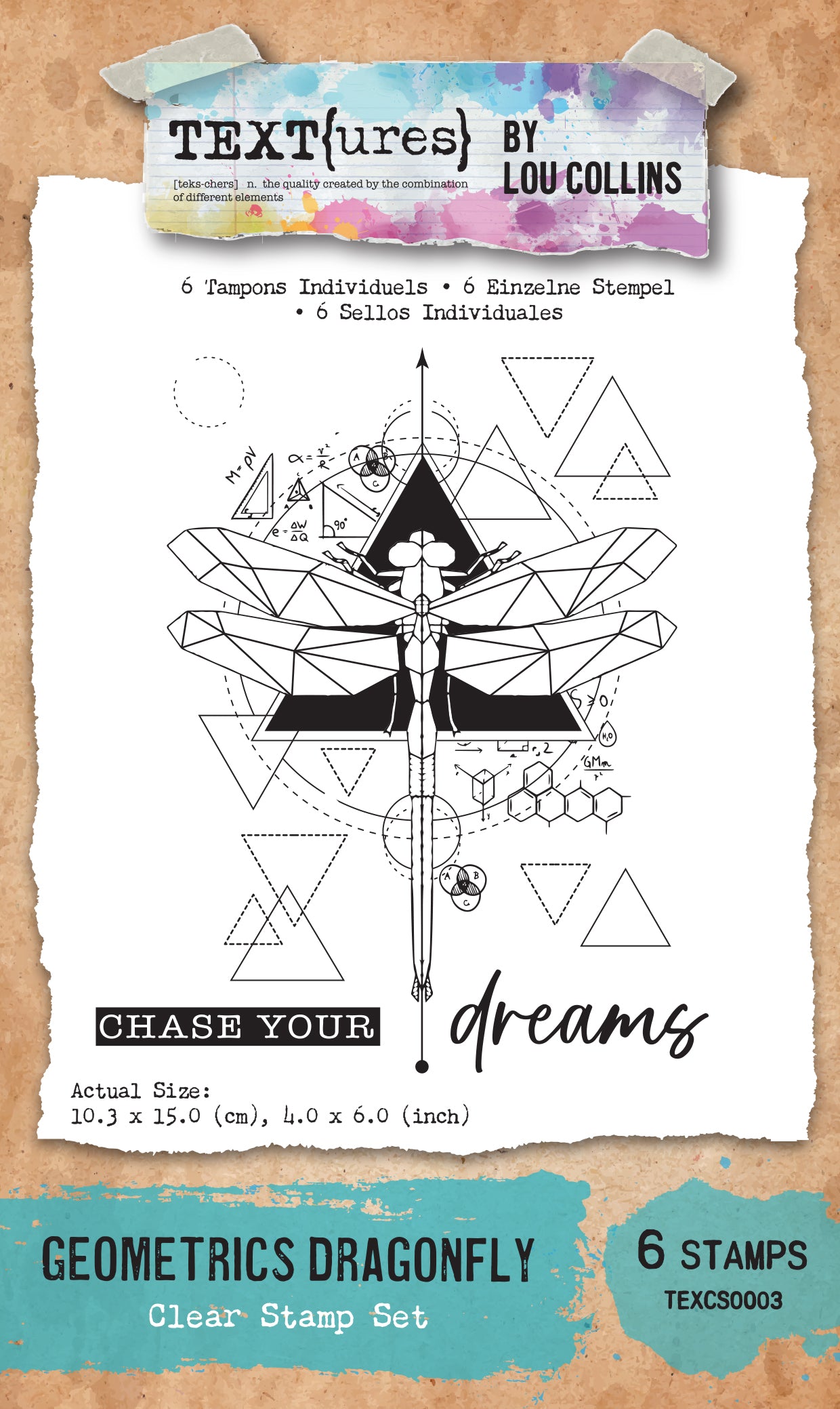 TEXT{ures} Geometrics Dragonfly 4in x 6in Clear Stamp Set