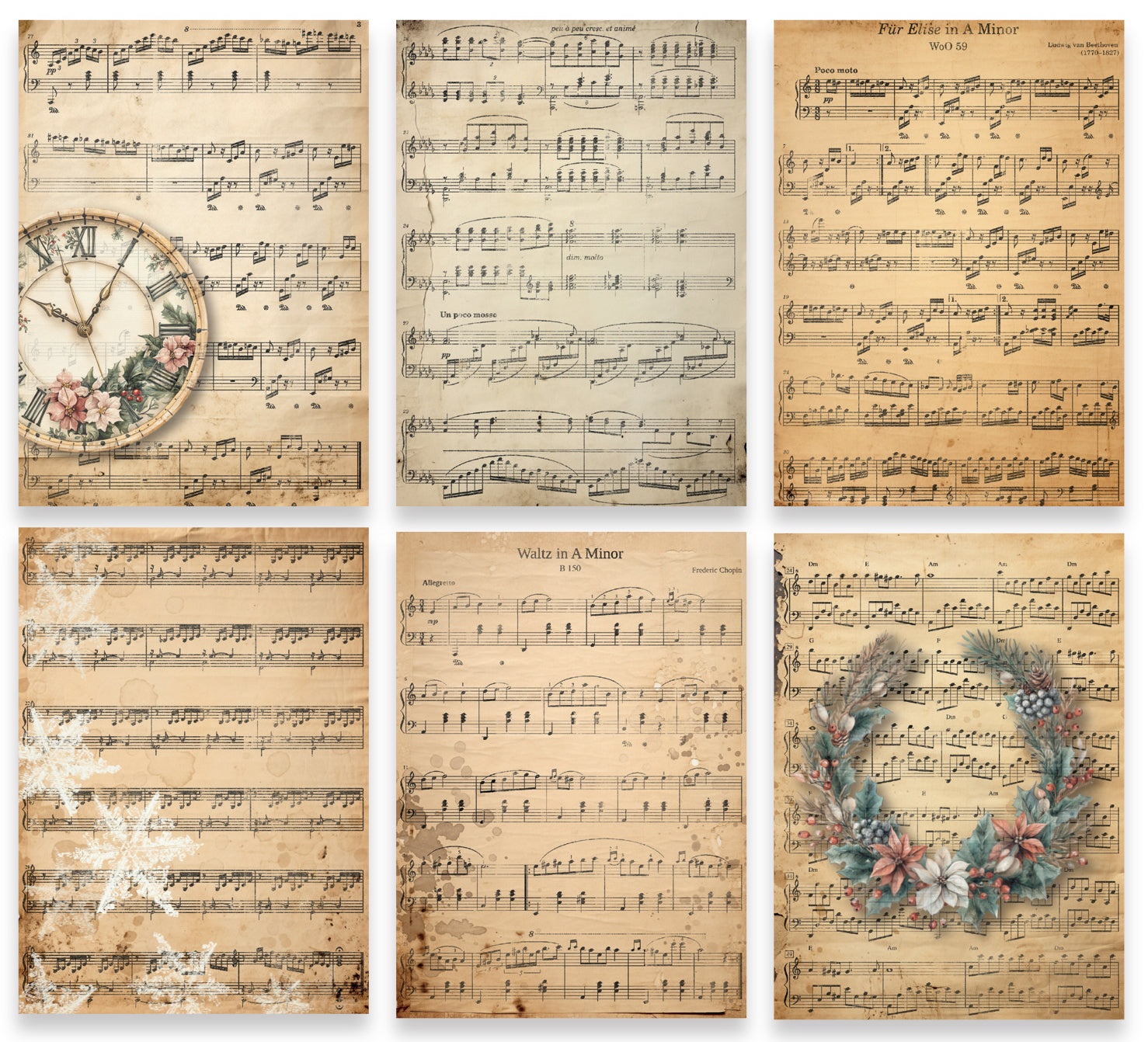 TEXT{ures} Winter in Bloom Music Sheets 5in x 7in Paper Pack