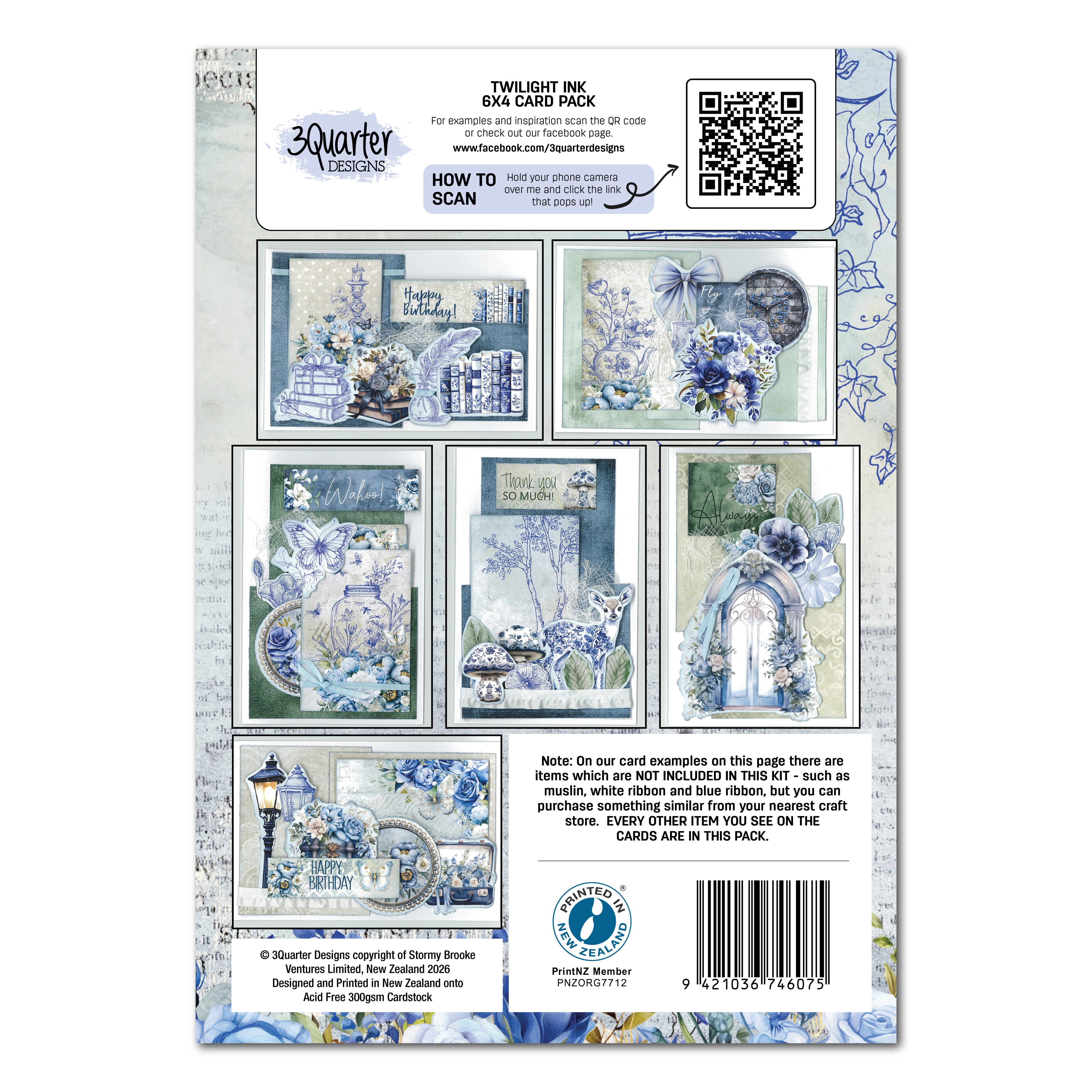 3Quarter Designs Twilight Ink 6x4 Card Pack