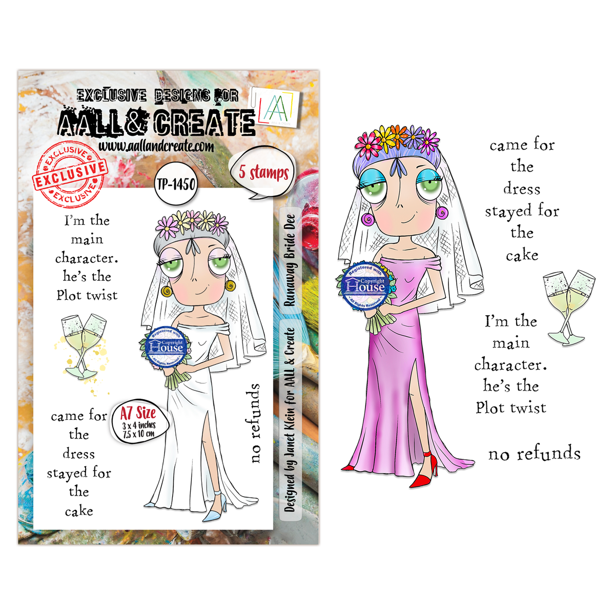 AALL and Create - A7 Stamp Set - Runaway Bride Dee