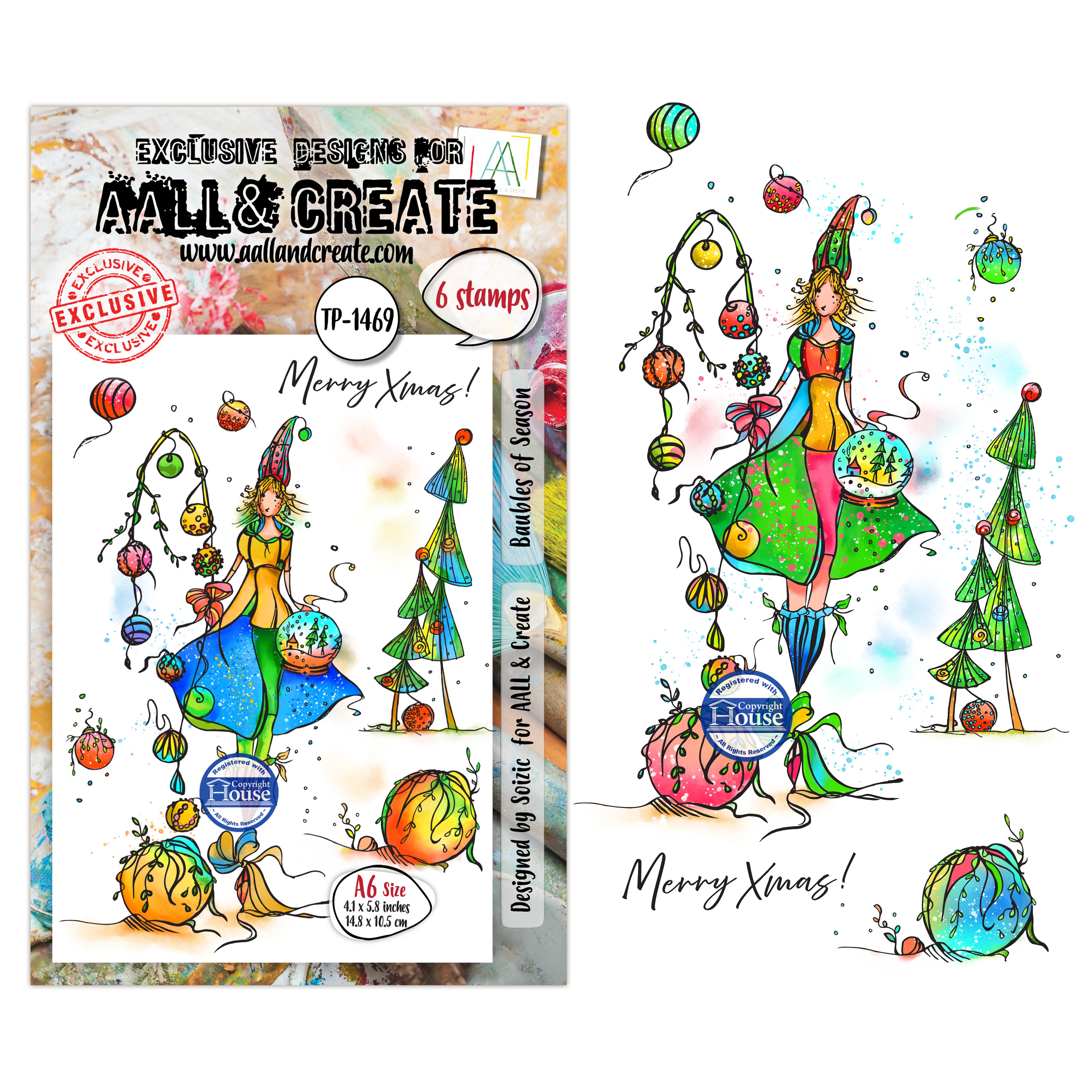 AALL and Create - A6 Stamp Set - Baubles of Season