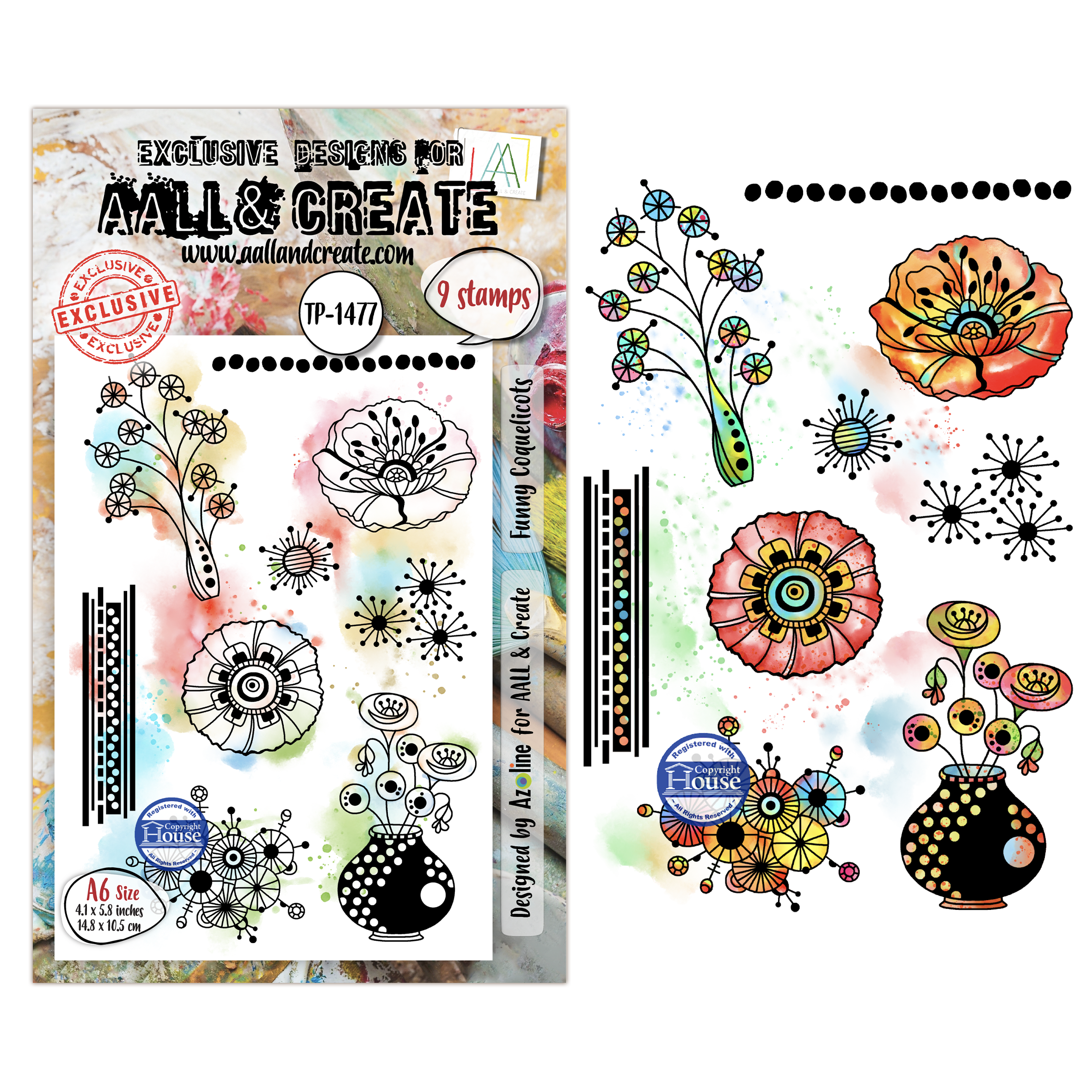 AALL and Create - A6 - Stamp Set - Funny Coquelicots