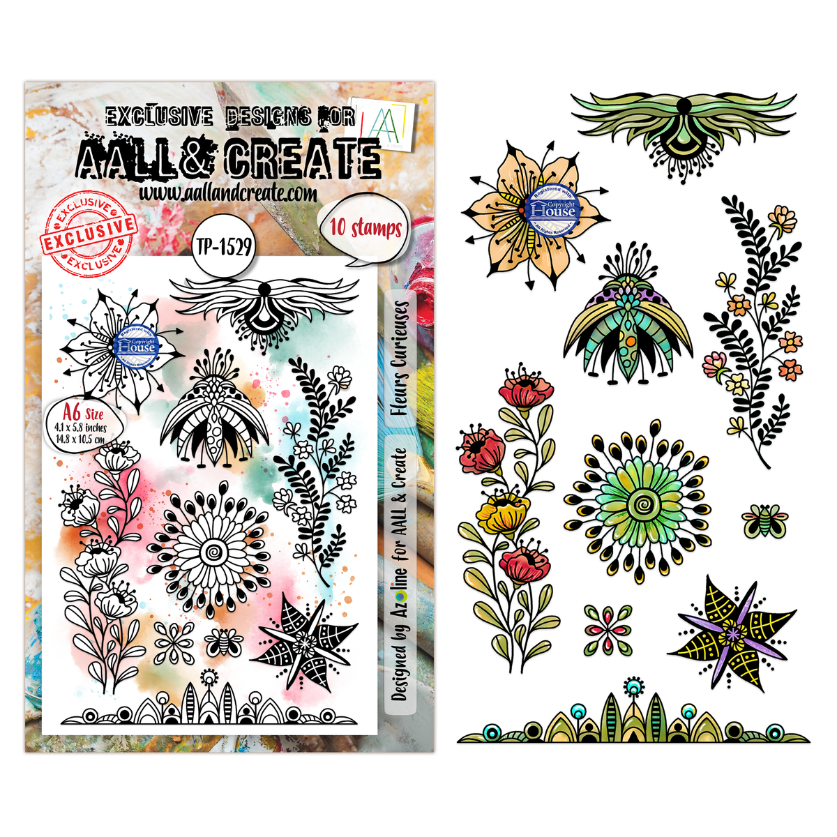 AALL and Create - A6 Stamp Set - Fleurs Curieuses
