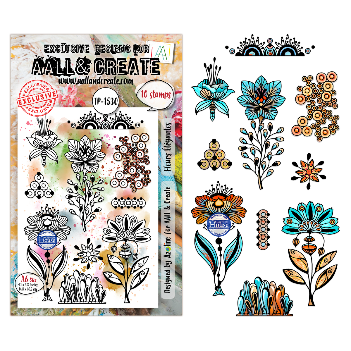 AALL and Create - A6 Stamp Set - Fleurs Élégantes