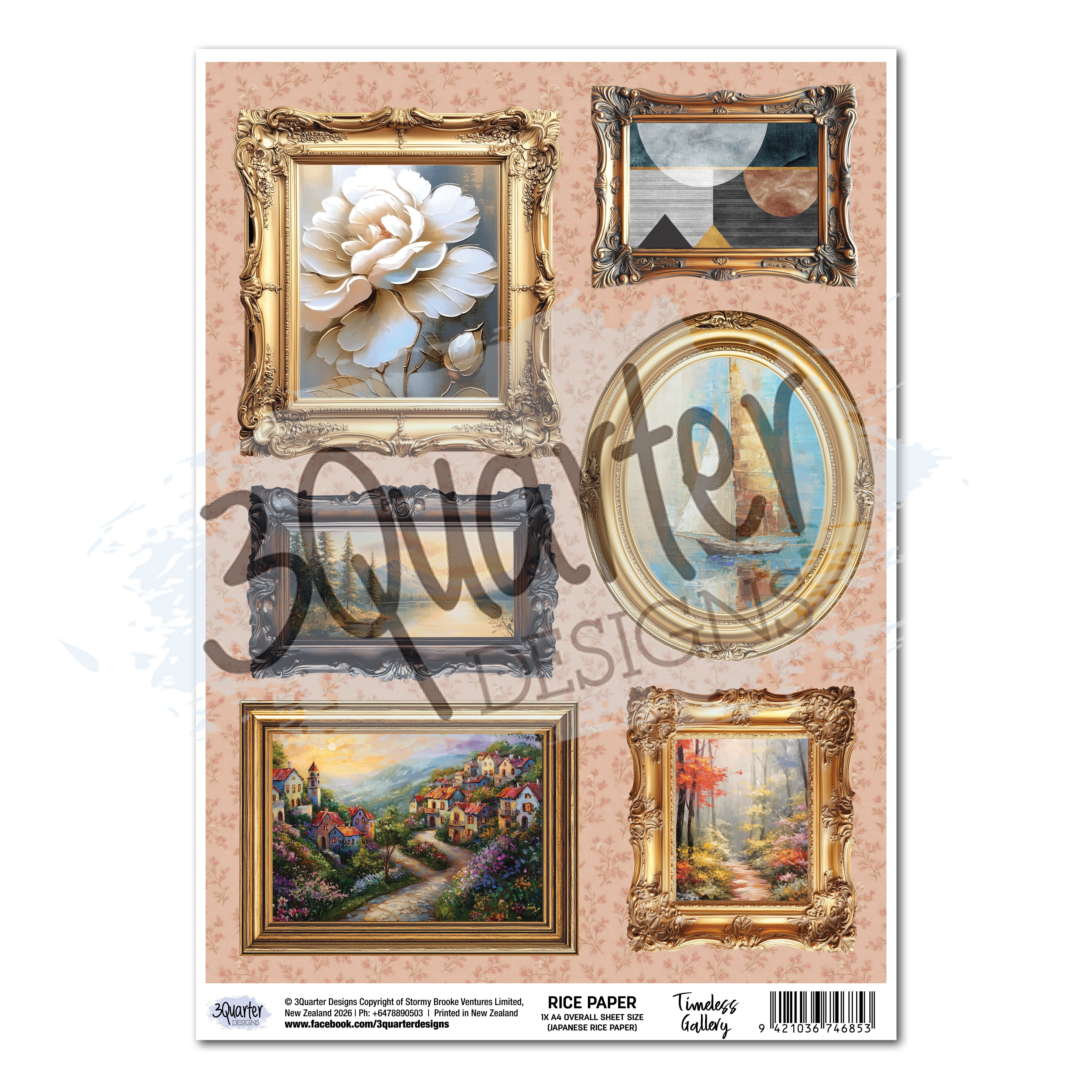 3Quarter Designs Timeless Gallery - A4 Rice Paper - 3 Sheets