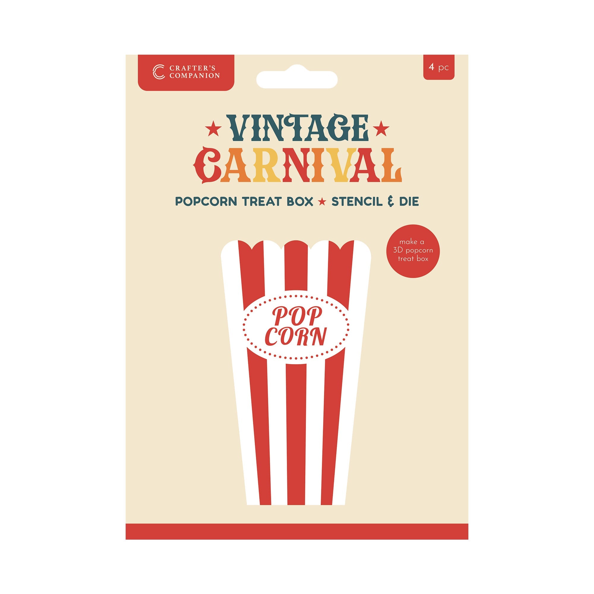 Vintage Carnival Stencil & Die Set - Popcorn Treat Box