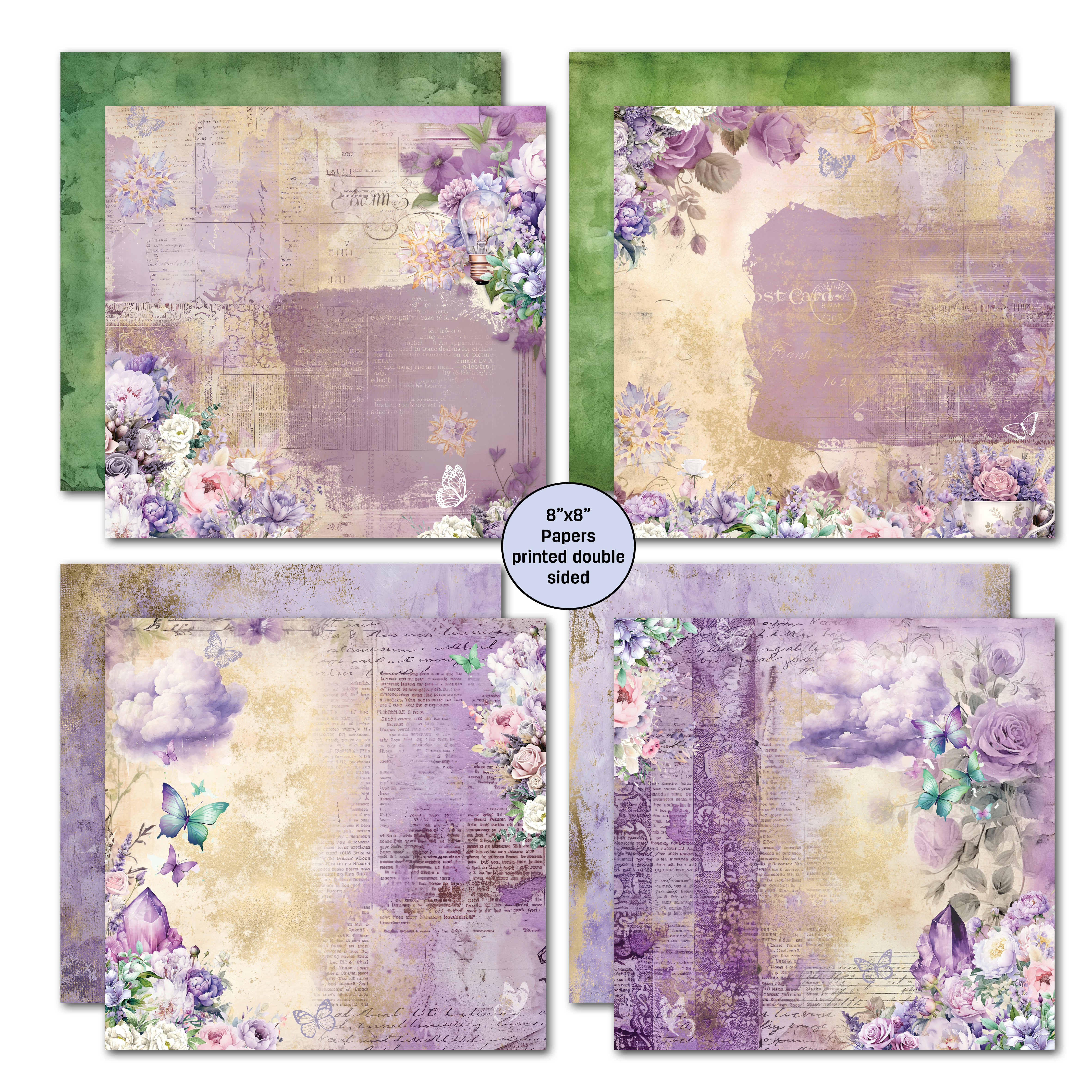 3Quarter Designs Violet Dreams 8x8 Paper Pack & Diecuts set